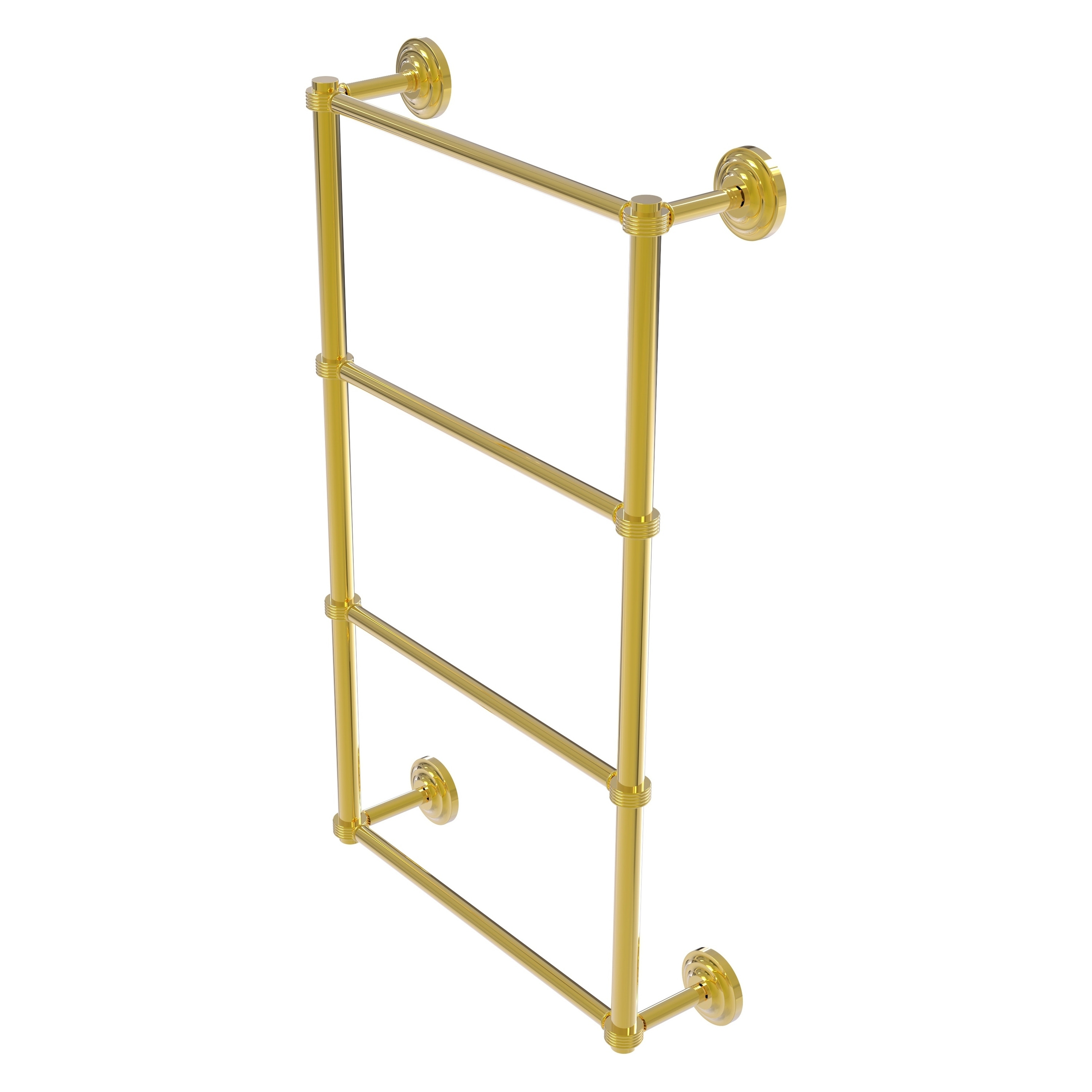 Allied Brass QN-28G-24-PB Que New 24-in double Polished Brass Wall mount 4-tier Towel Bar
