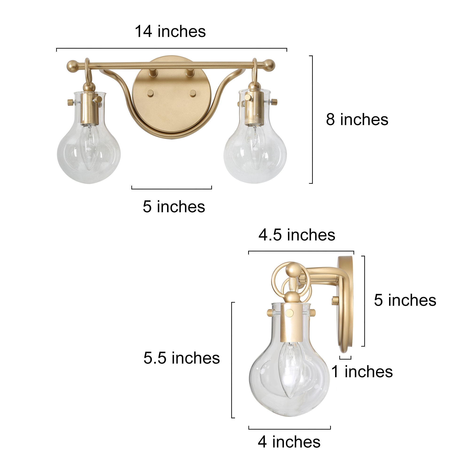 LNC Pursuit 14-in 2-Light Matte Gold LED Modern/Contemporary Vanity ...