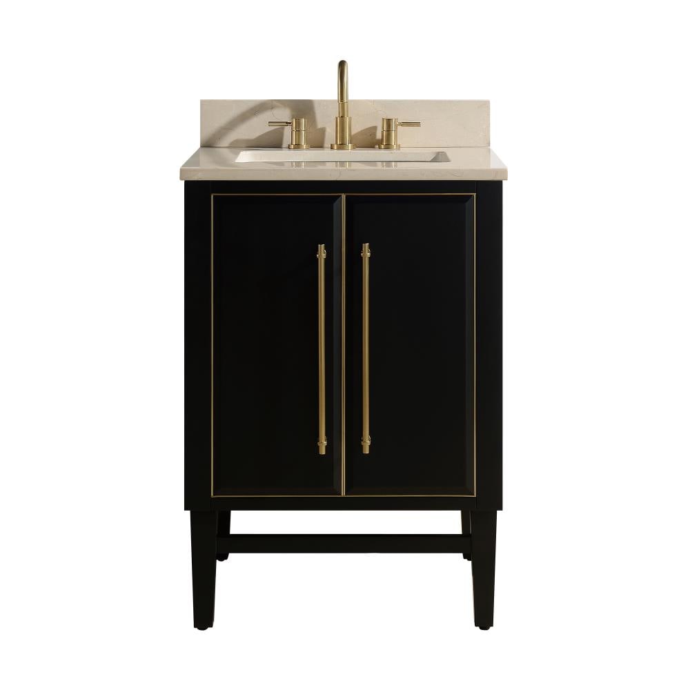 Avanity MASON-VS25-BKG-D Mason 24-in Black Undermount Single sink Bathroom Vanity with Crema Marfil Marble Top