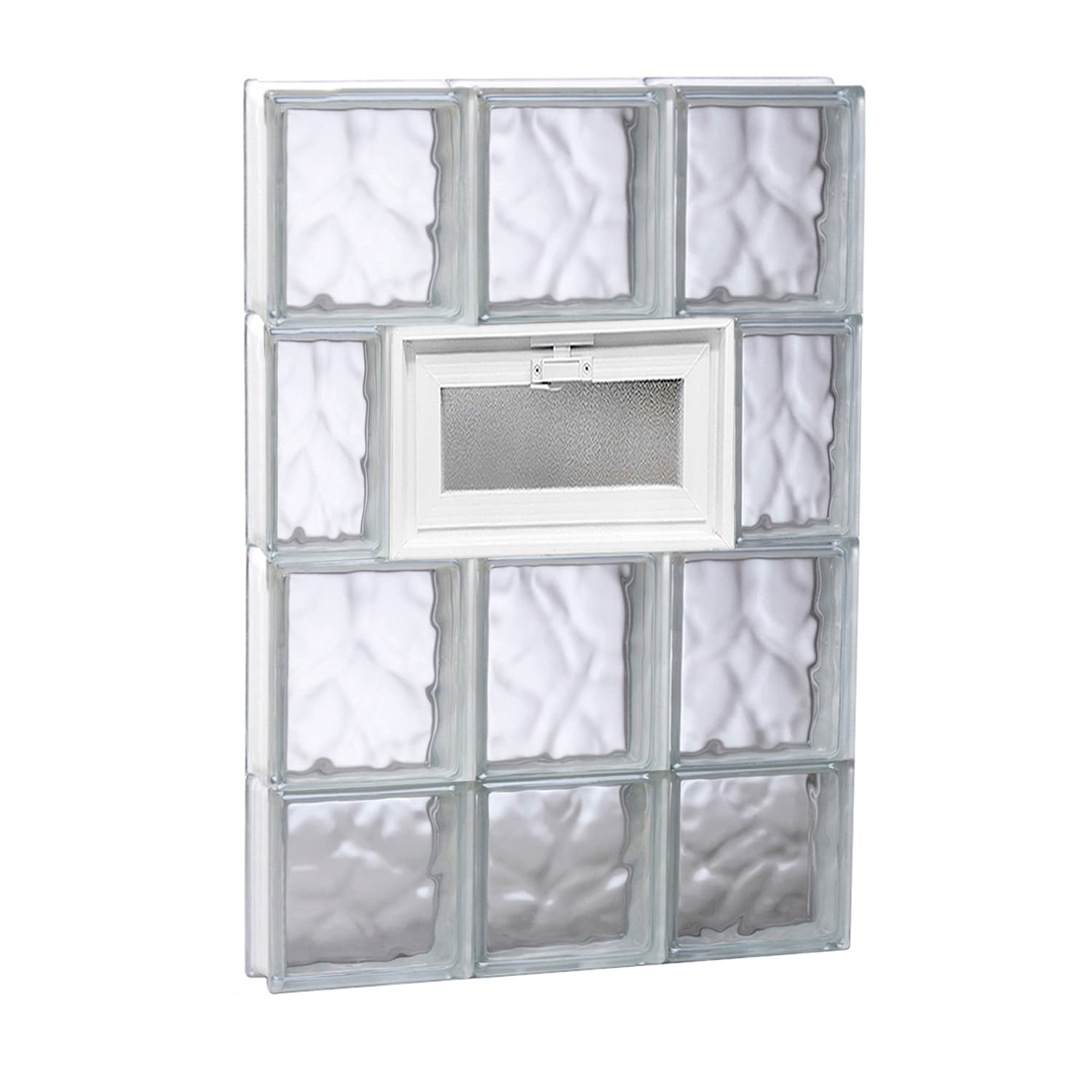 REDI2SET V1830DC Wavy Glass 17-1/4-in x 29-in Frameless Replacement Vented Glass Block Window