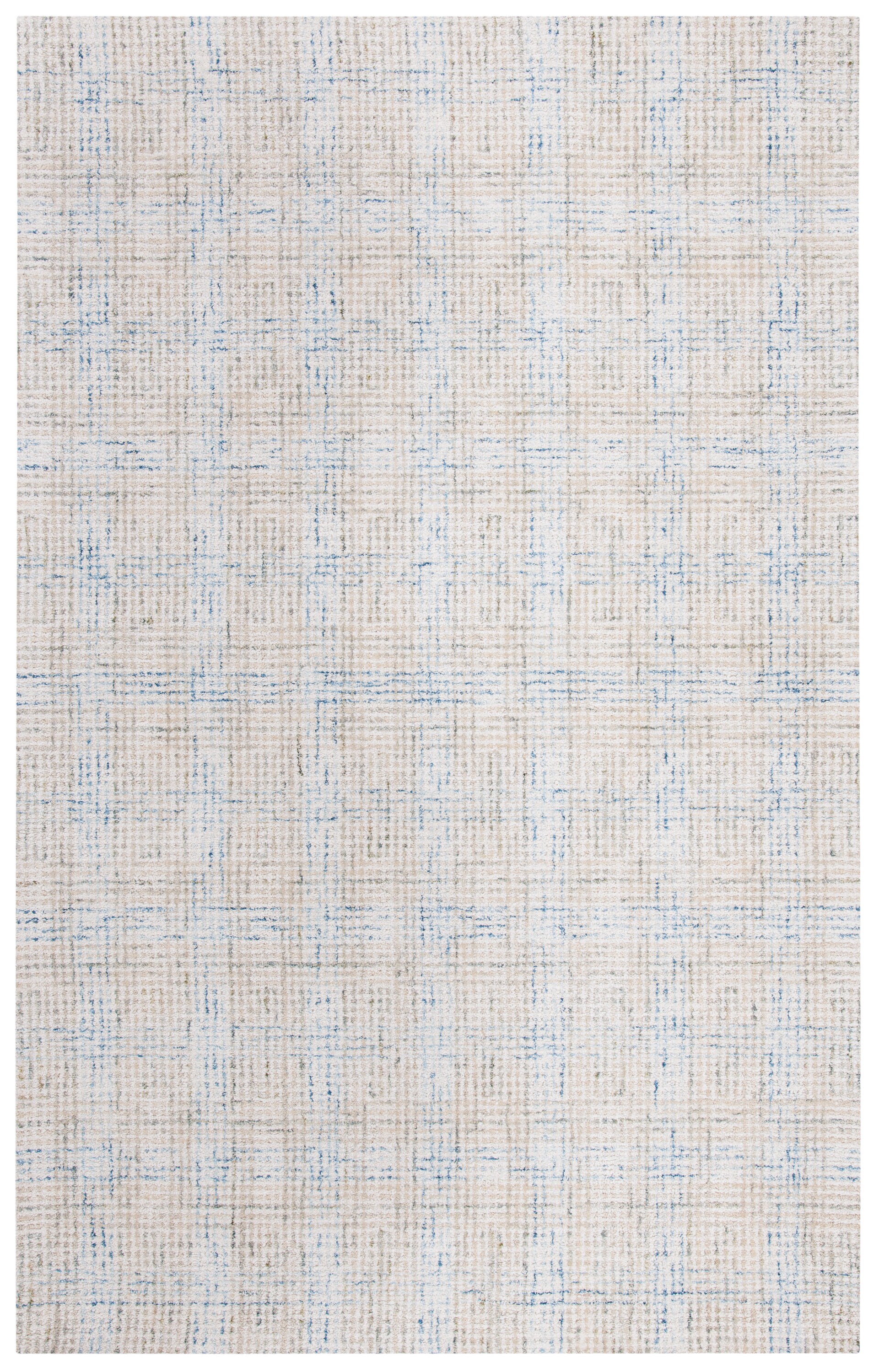 Ivory and Beige Handmade Wool Abstract Area Rug 5' x 8'