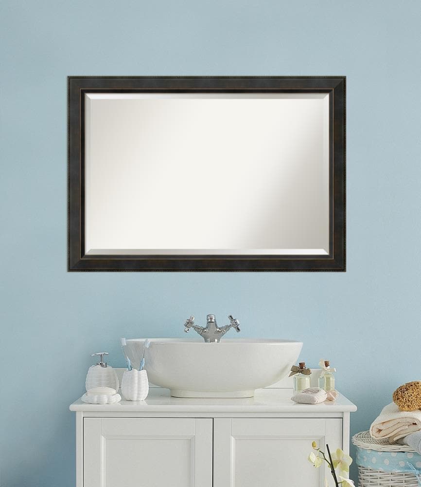 Signore Bronze Beveled Wood Vanity Wall Mirror 28.25 x 40.25 in.