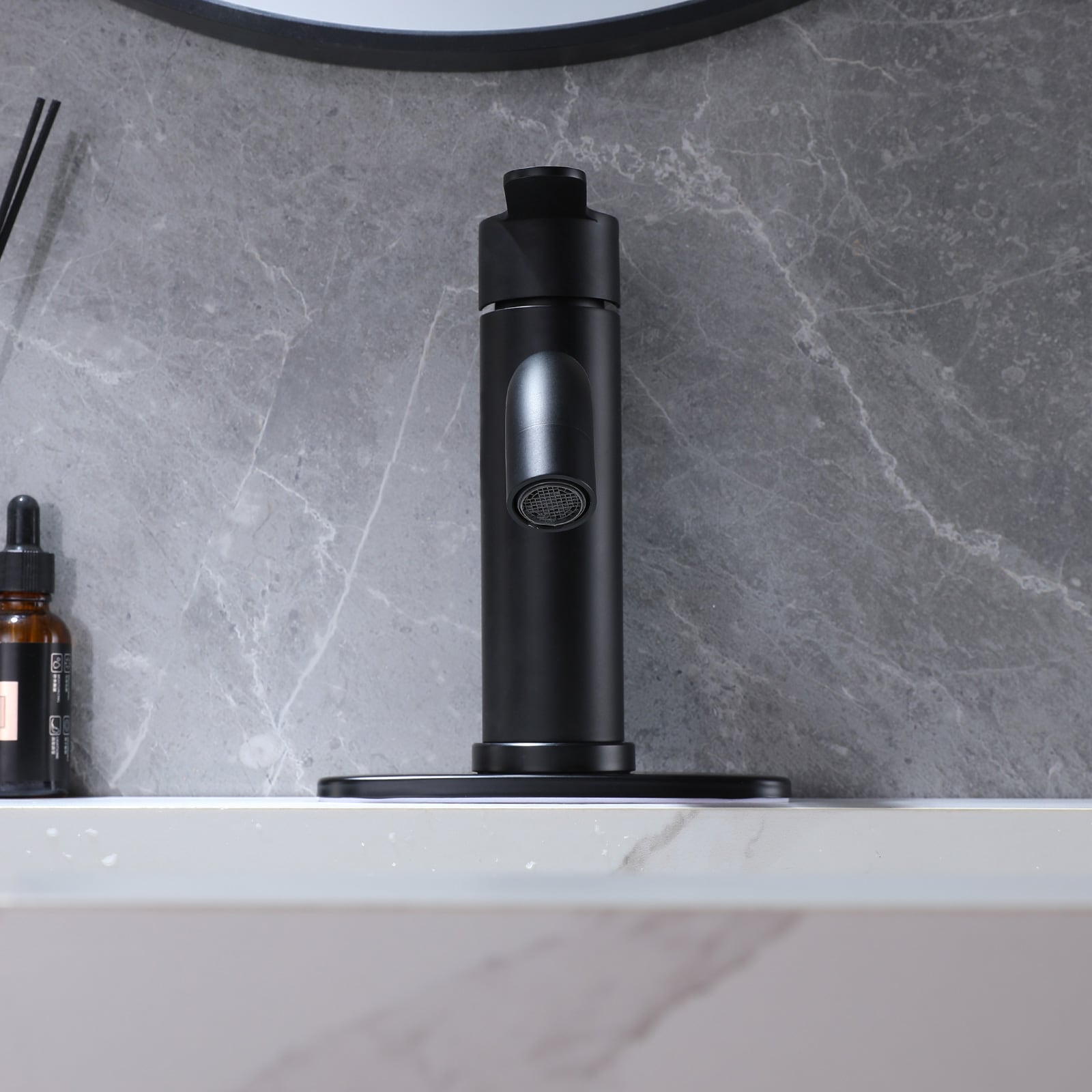 Matte Black Stainless Steel Single-Handle Bathroom Faucet