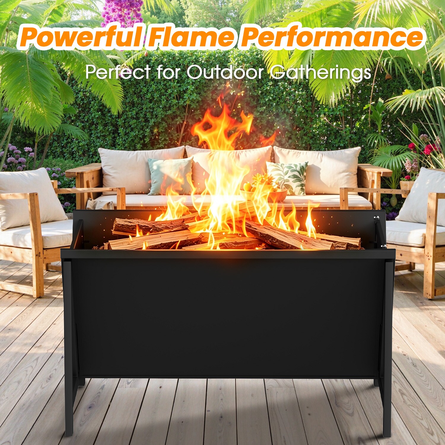 TMWINGS 54-in W Steel Portable Wood-Burning Fire Pit with Grill Dual ...