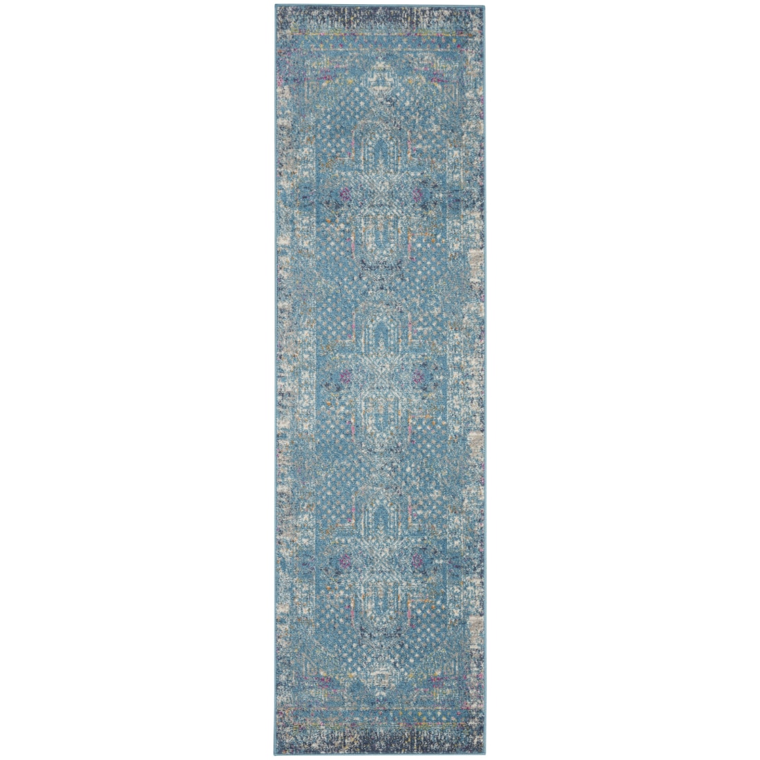 HomeRoots 4000385733 2 x 8 (ft) Loomed Polypropylene Blue Rectangular Indoor Abstract Runner rug