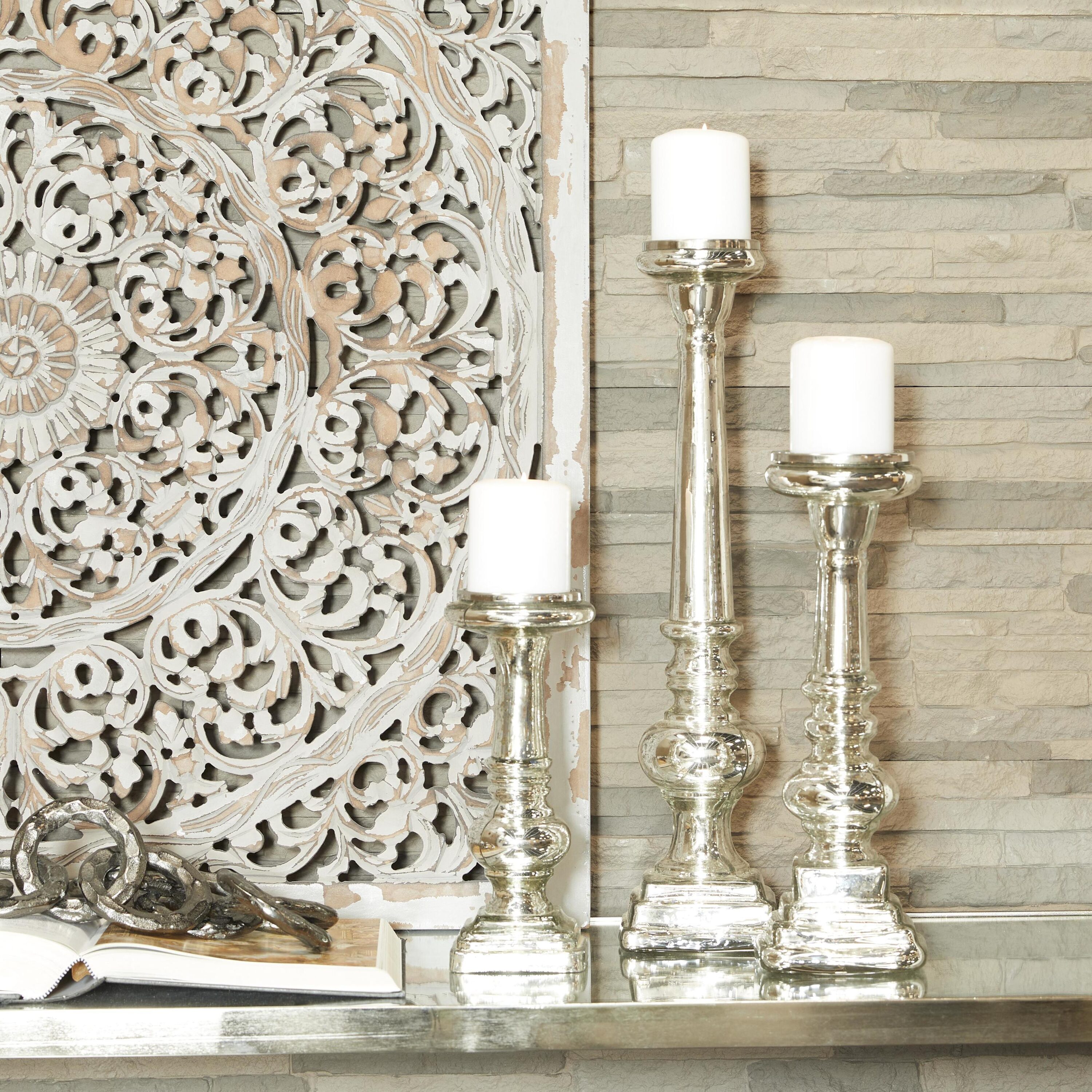 Grayson Lane 24653 3 Candle Glass Pillar Candle Holder