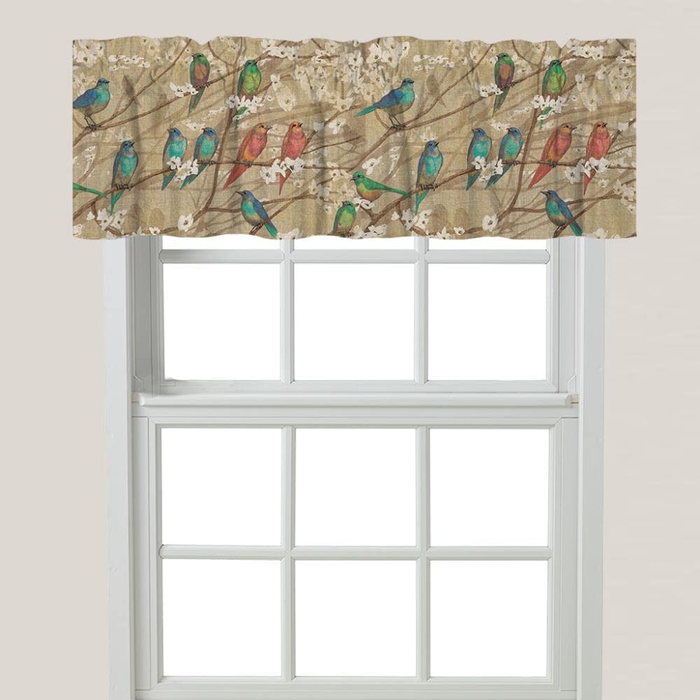 Laural Home BAB6018WV Birds and blossoms 18-Inches Multiple colors Polyester Rod pocket Valance