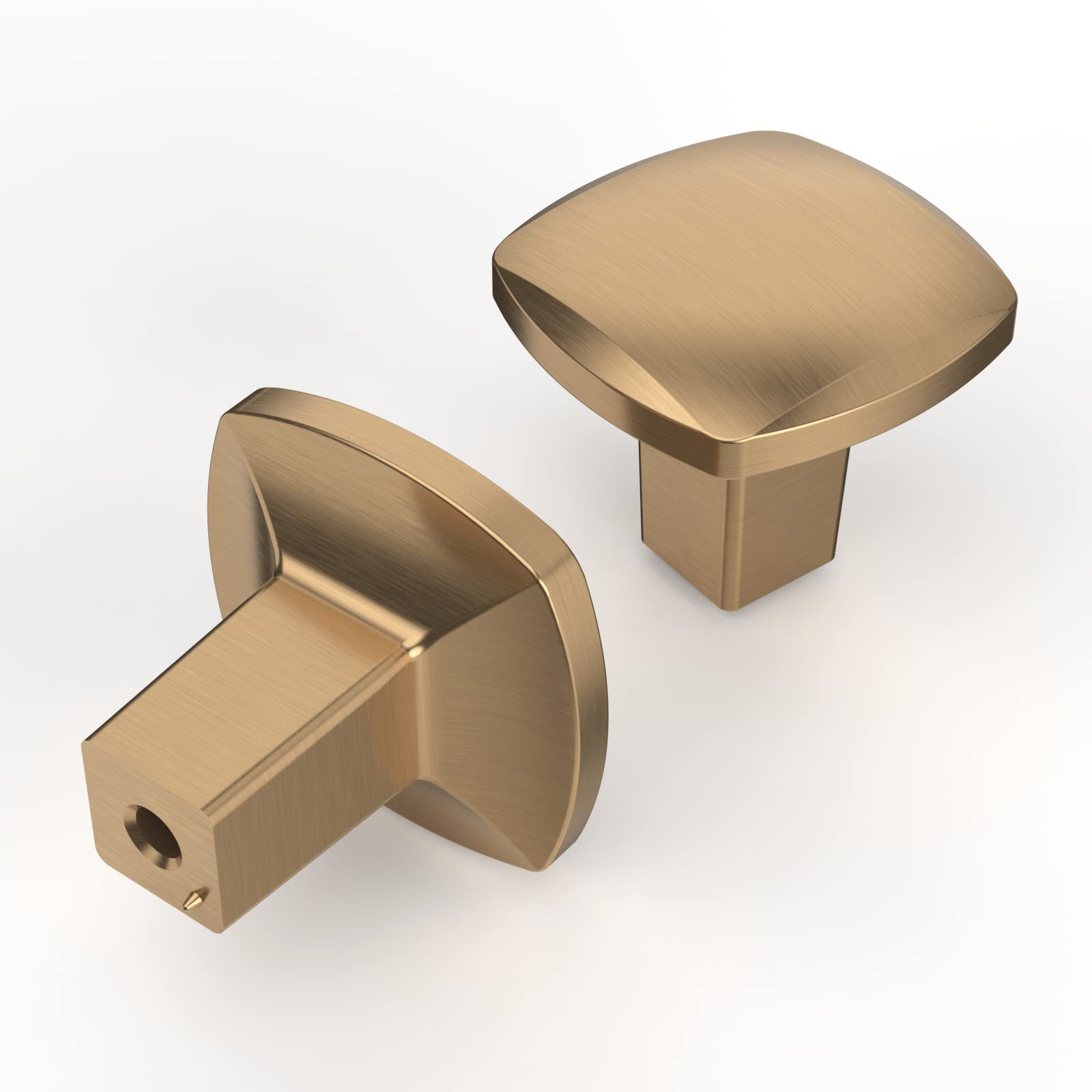 SenQWFa  10 Pack Champagne Bronze Square Cabinet Knob Zinc Alloy Kitchen Cabinet Pulls for Dresser Drawers and Furniture Hardware