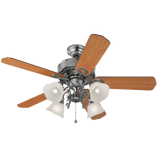 Harbor Breeze Edenton 52 In Polished Pewter Indoor Downrod Or Flush Mount Ceiling Fan With Light 5 Blade The Fans Department At Com - How To Remove Wattage Limiter From Hunter Ceiling Fan