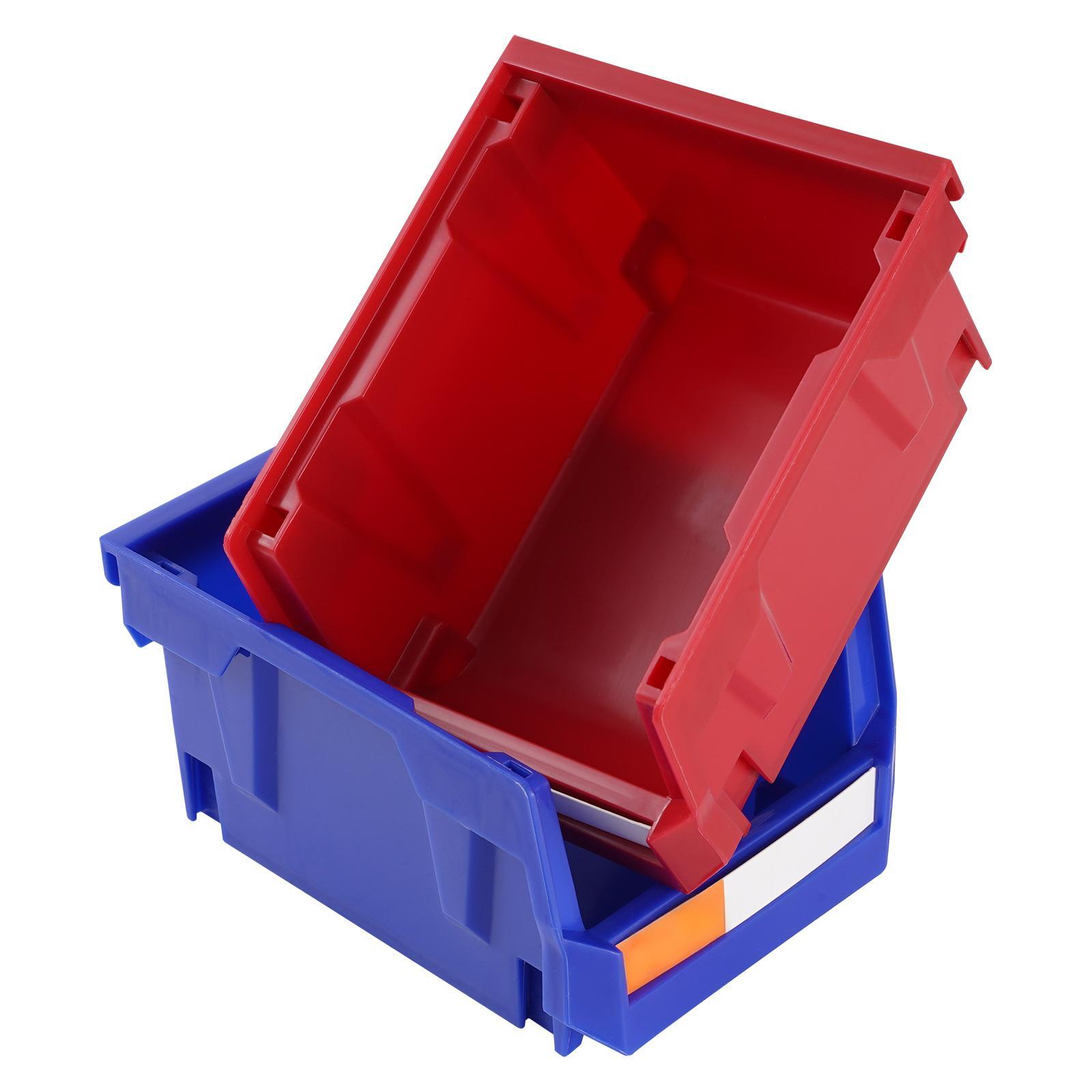 Tinyhomie Plastic Storage Bin (5-Inch x 4-Inch x 3-Inch) Hanging Stackable Storage Organizer Bin Blue/Red 24-Pack Heavy Duty Stacking Containers for Closet Kitchen Office or Pantry Organization #LW-JA-P465496T3