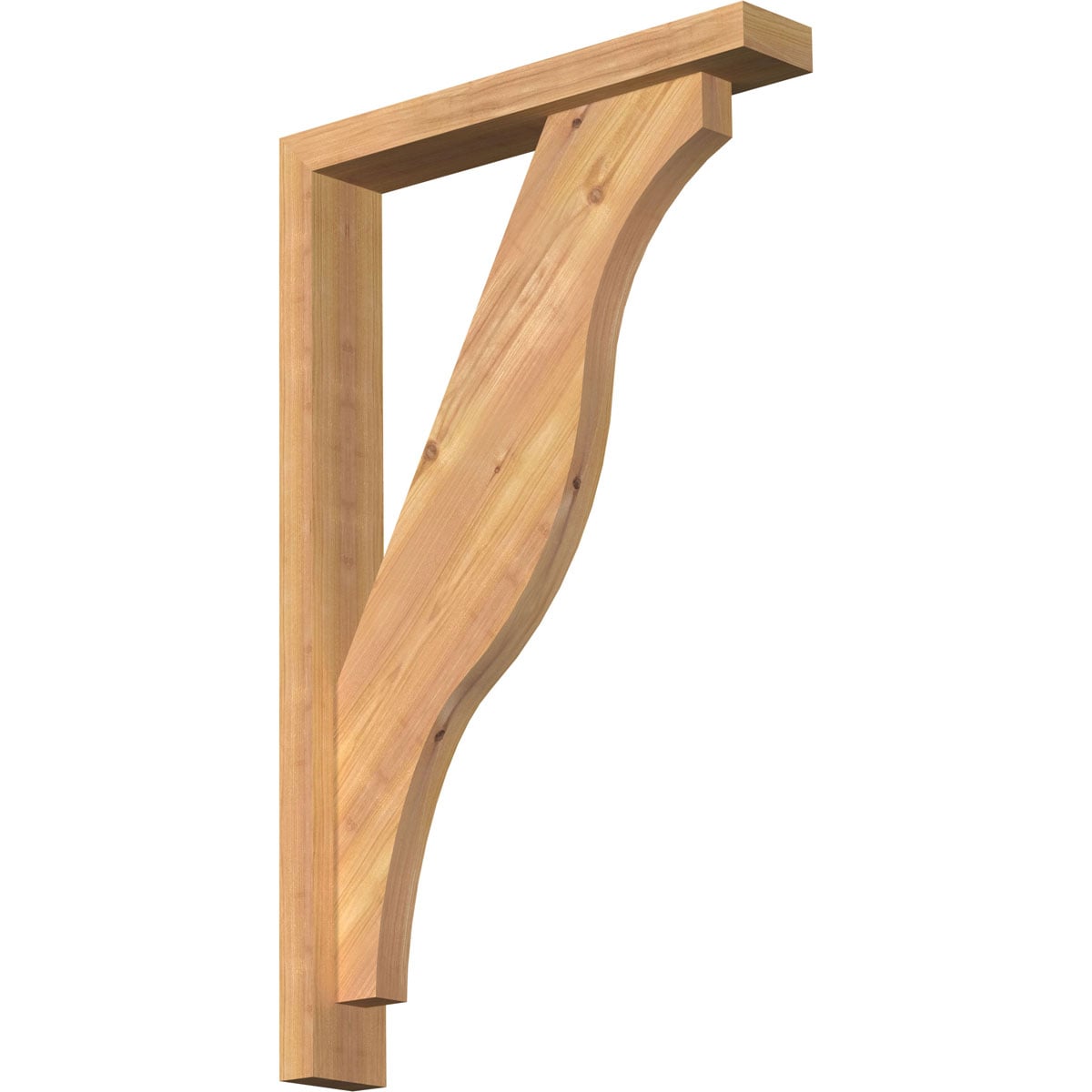 Ekena Millwork 1462319 Funston Block Smooth Bracket with Offset Brace 3-1/2-in x 20-in x 32-in Western red cedar Brown Wood Standard bracket