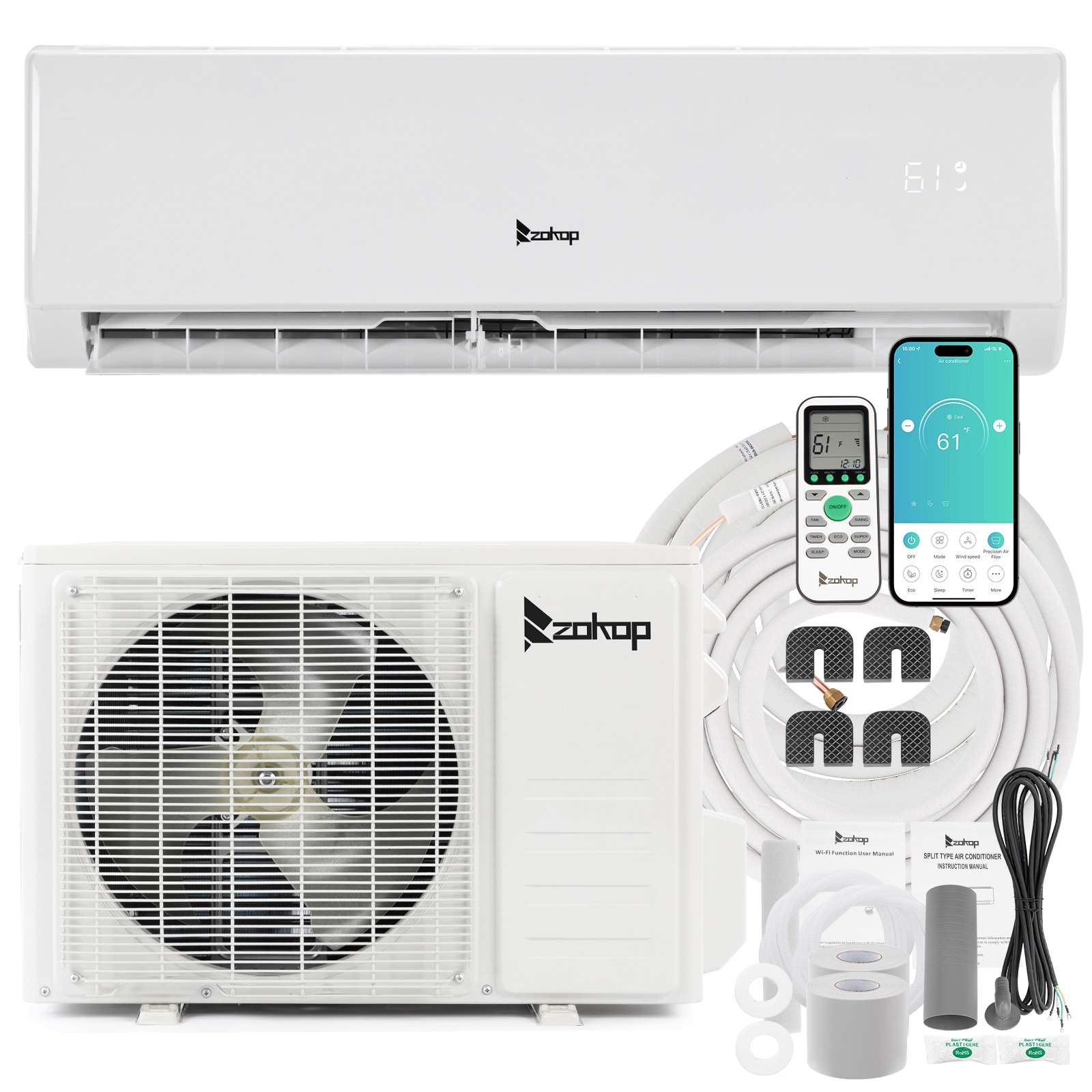 Winado Air Conditioners Single Zone 11000-BTU 17 SEER Ductless Mini Split Air Conditioner Heat Pump Included with 16-ft Line Set 115-Volt LO1G46000650+651 Sansujyuku sansujyuku.com