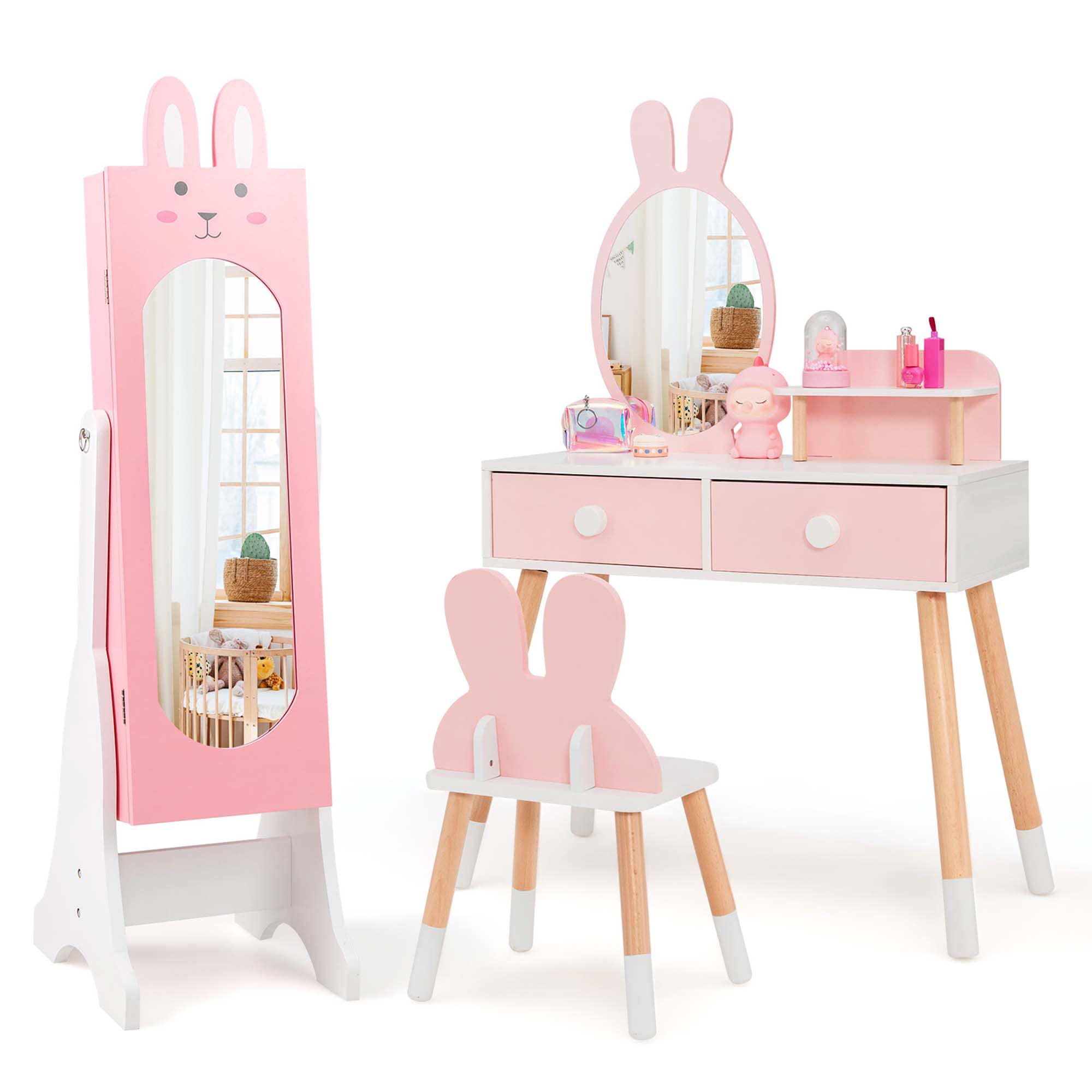 Costway HCST04582 14.5-in Pink Makeup Vanity