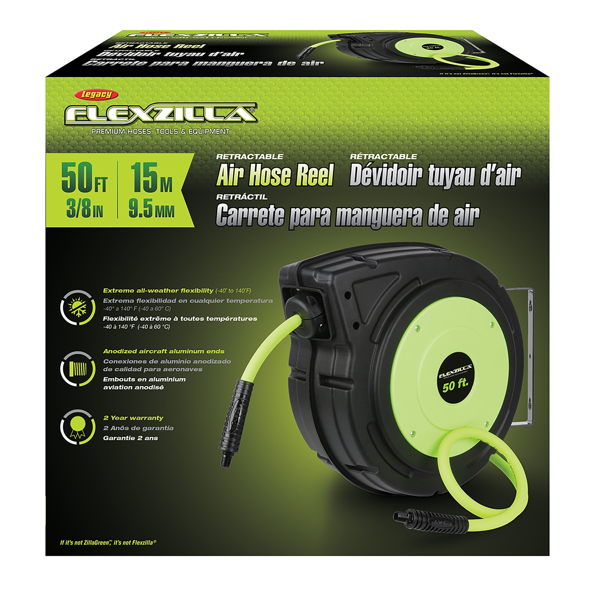 Flexzilla® L8741FZ - Dual Axle Arm Pro Open Face Air Hose Reel
