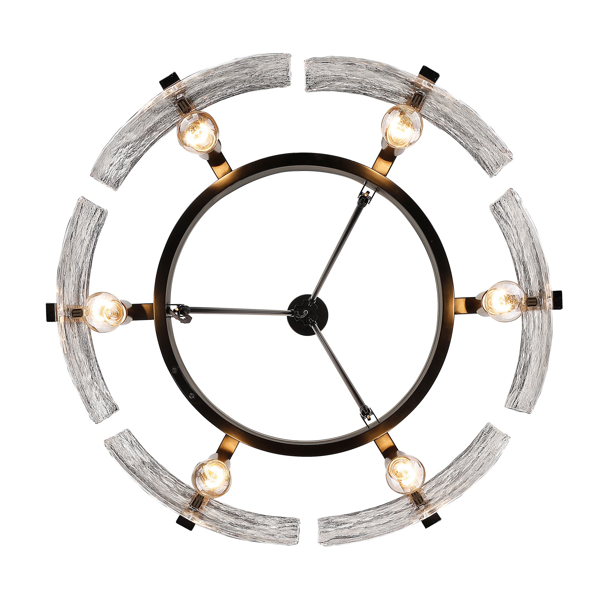 Aenon Matte Black 6-Light Chandelier with Hammered Glass