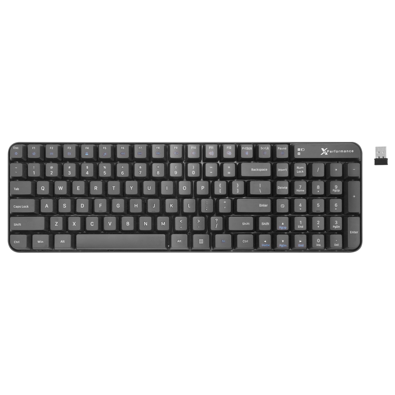 Macally X9 Performance Small Wireless Keyboard - 20% Reduction in Size -  Minimalistic Full Size Wireless Keyboard with 102 Keys and Number Pad -  Save Space with a 2.4Ghz RF Compact Keyboard