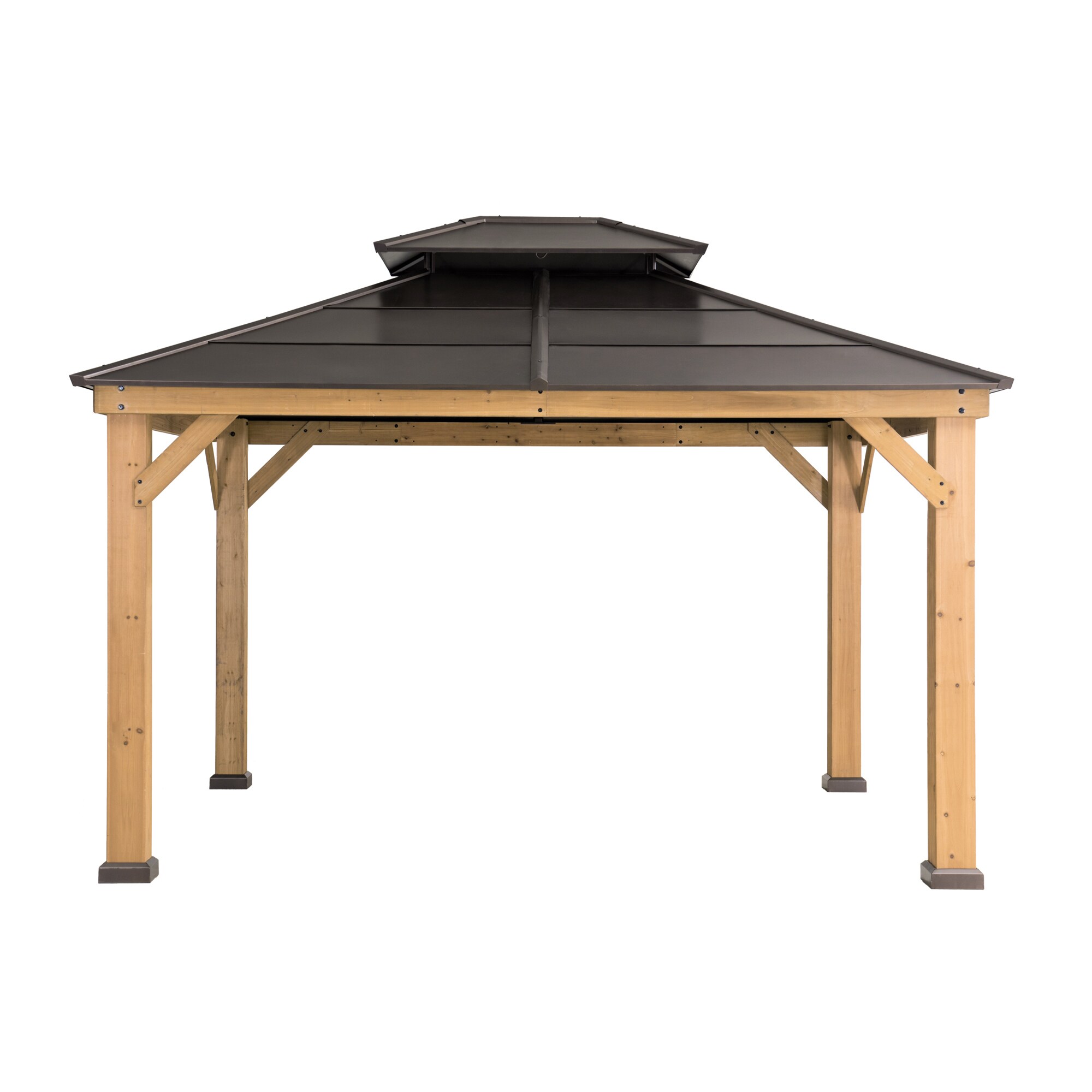 Sunjoy A102008600 11-ft x 13-ft Cedar Wood Rectangle Hardtop Steel Roof