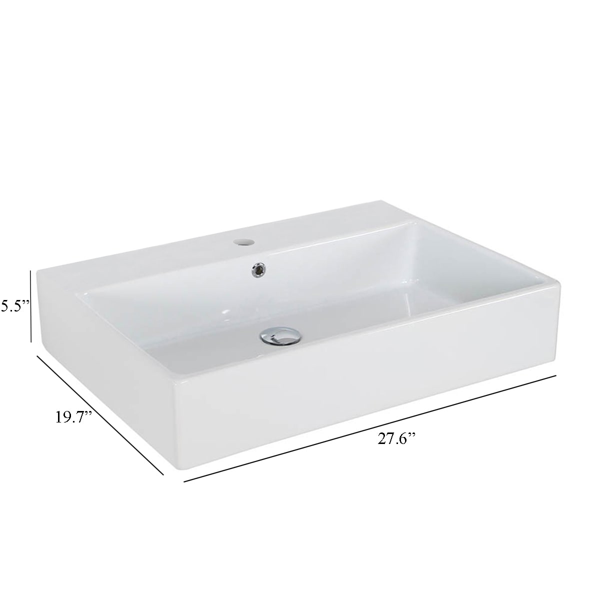 WS Bath Collections Simple Ceramic Wall-mount Rectangular Modern ...