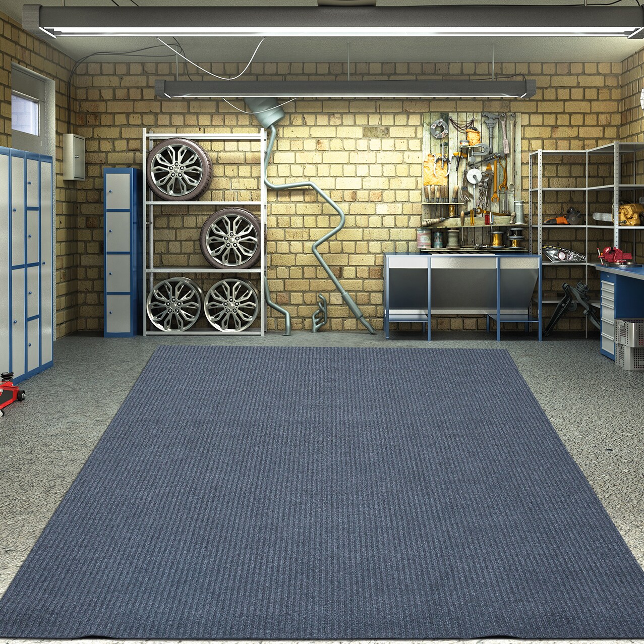 Ottomanson Non-Slip Rubberback Solid 3x5 Indoor/Outdoor Runner Rug, 2 ft. 7  in. x 4 ft., Gray, Polypropylene Garage Flooring SRT703-3X4 - The Home Depot