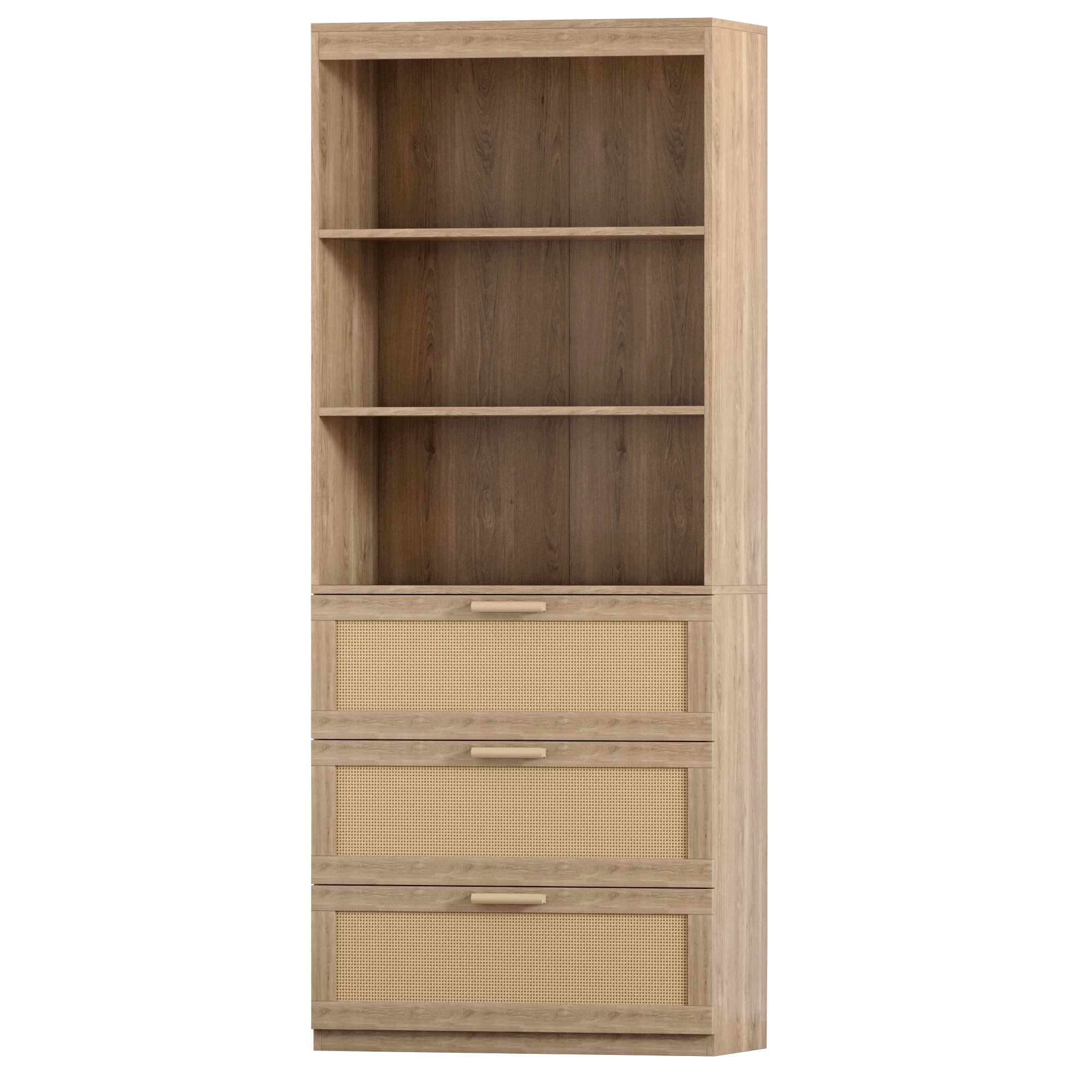 Outopee LO2G51000364 Wood Color MDF 3 -Shelf Bookcase ( 23.62-in W x 70.87-in H x 13.78-in D ) Finished