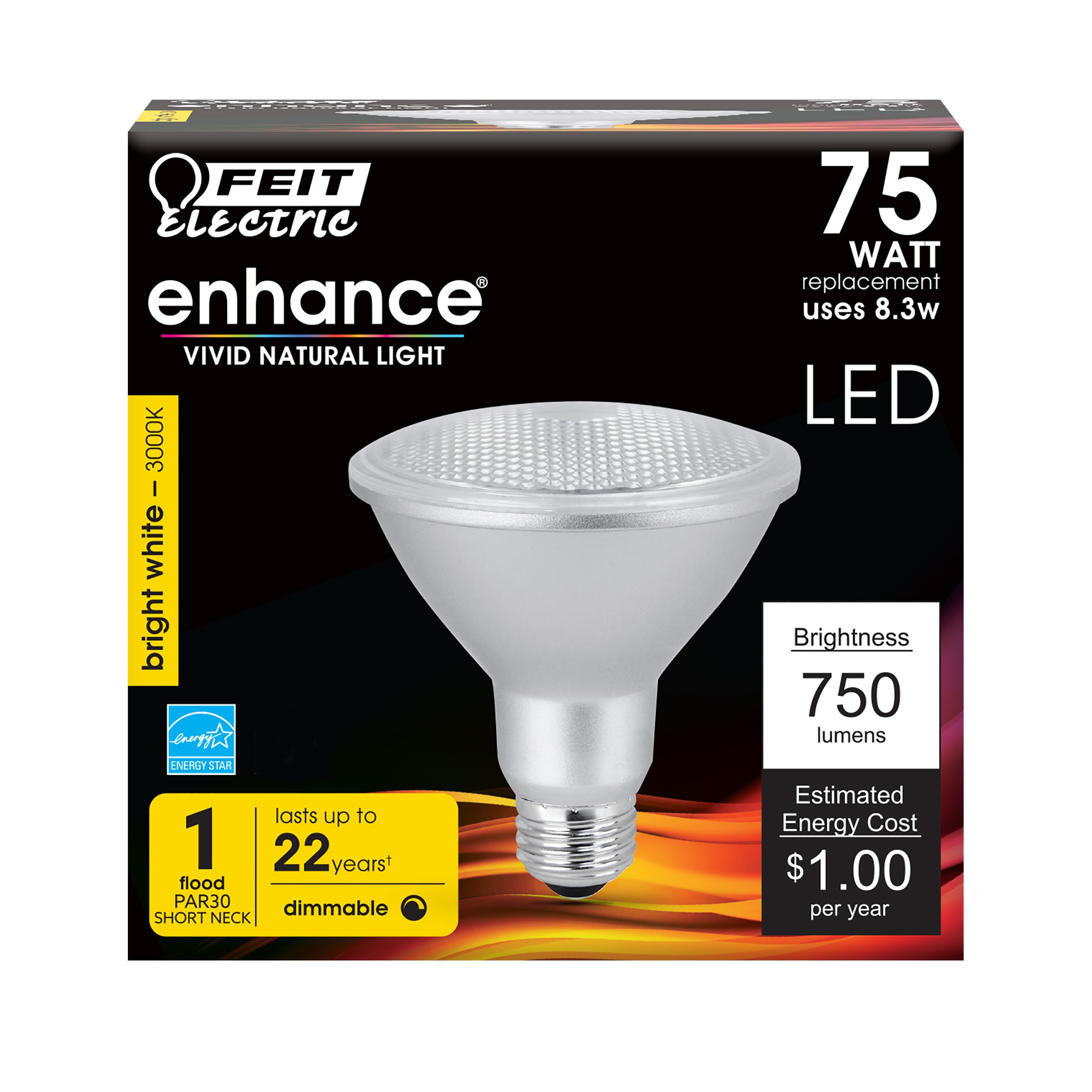 Feit Electric PAR30SDM/930CA LED DIMMABLE 75 -Watt EQ PAR30 Short Neck Bright white E26 Dimmable LED General purpose Light Bulb