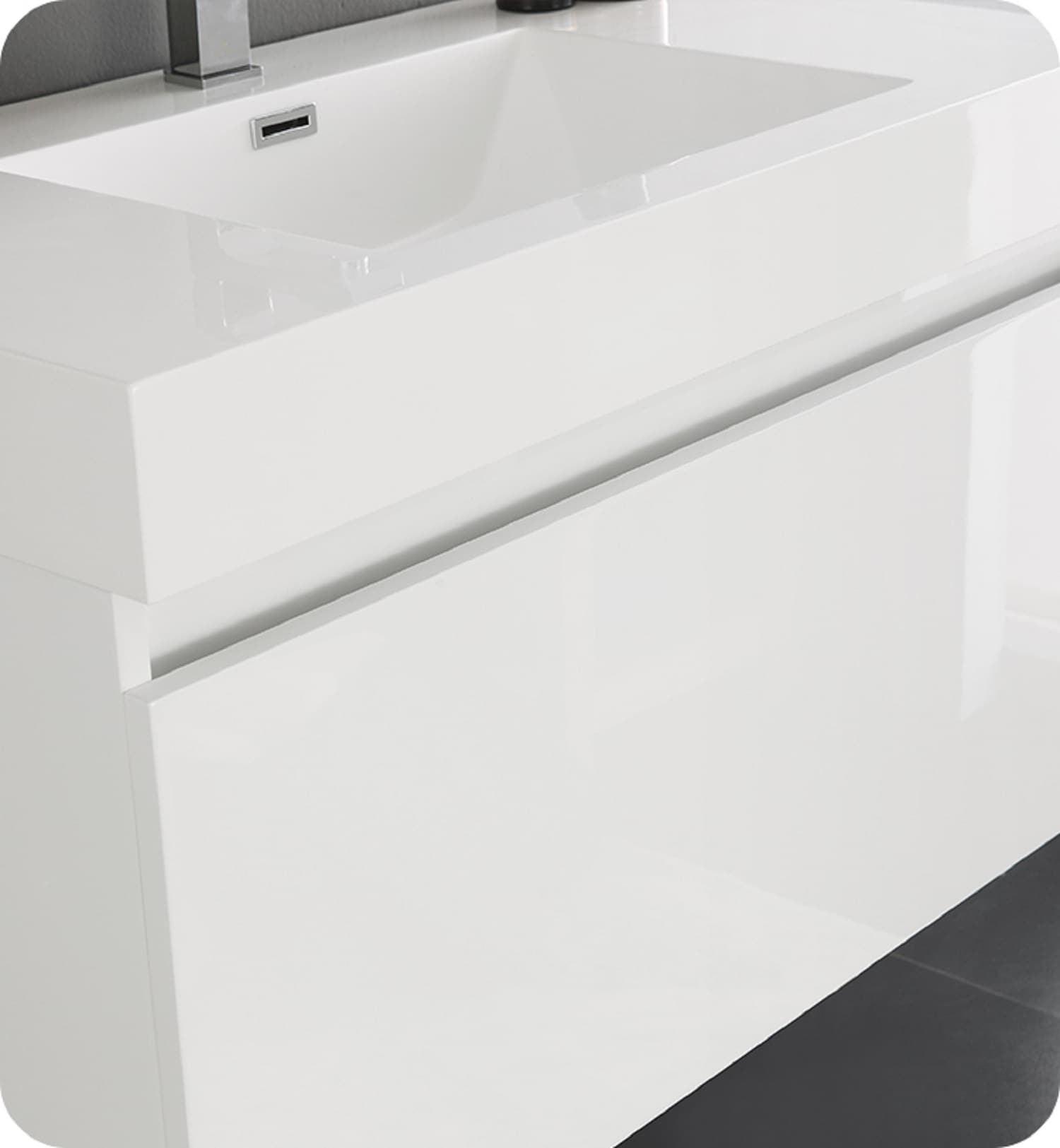 Glossy White 36" Wall-Mounted Single Sink Vanity with Acrylic Top