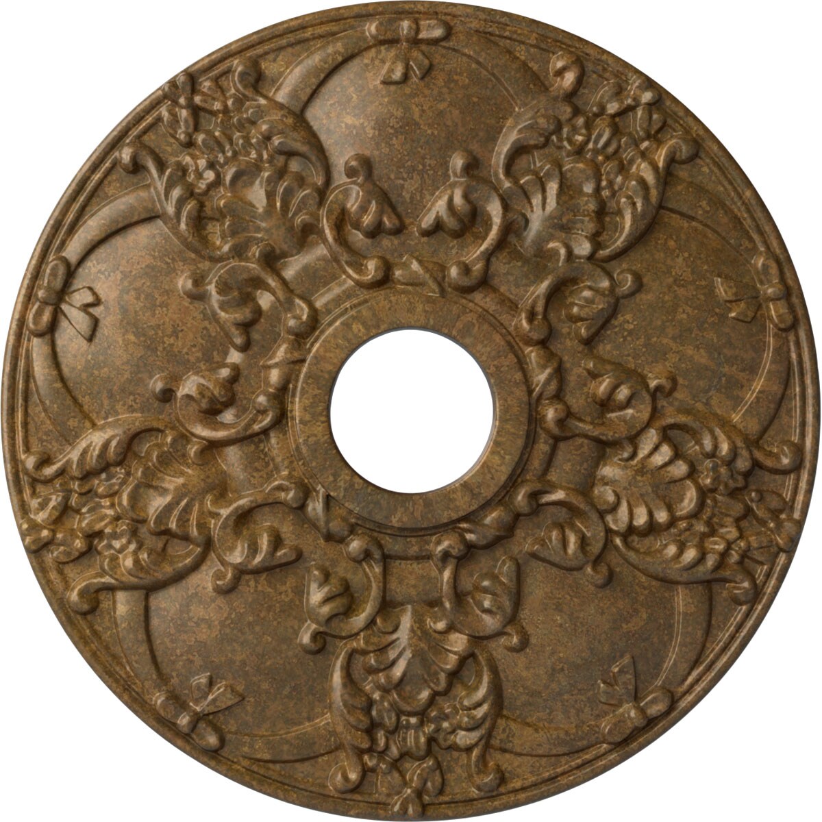 Ekena Millwork CM18NORZS Norwich 18-in W x 18-in L Painted Rubbed Bronze Polyurethane Whole Ceiling Medallion