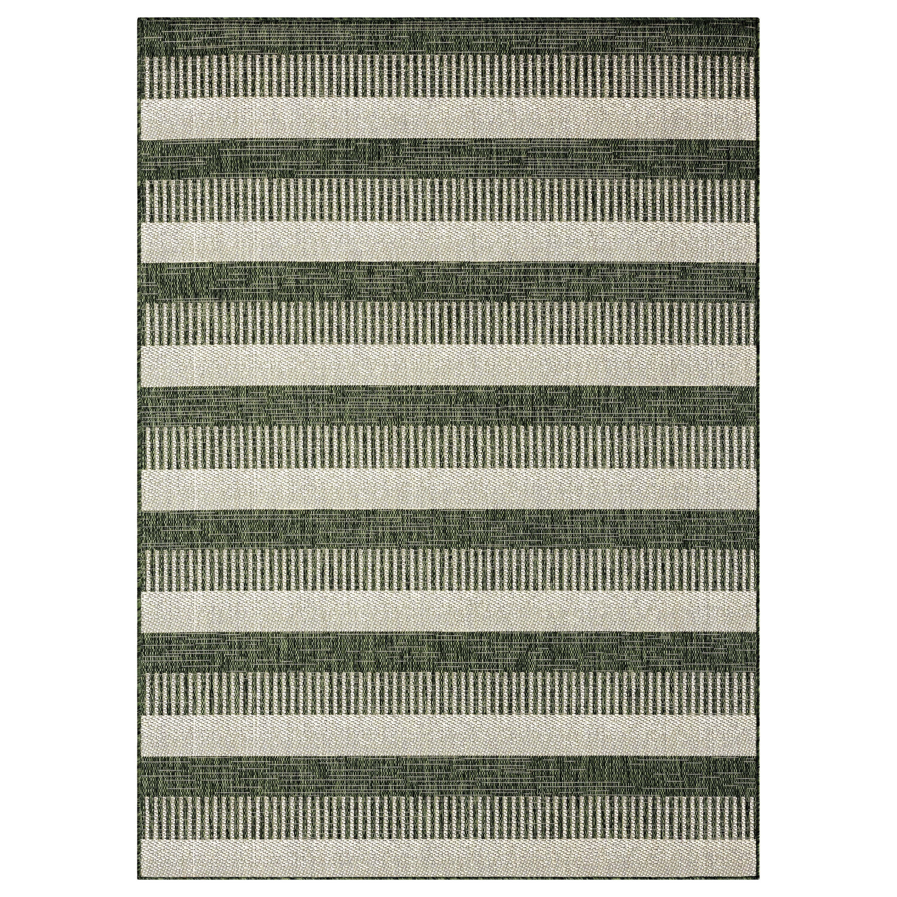 Nicole Miller 2-105-404 5 x 7 (ft) Loomed Polypropylene Light Green Rectangular Indoor/Outdoor Stripe Area rug