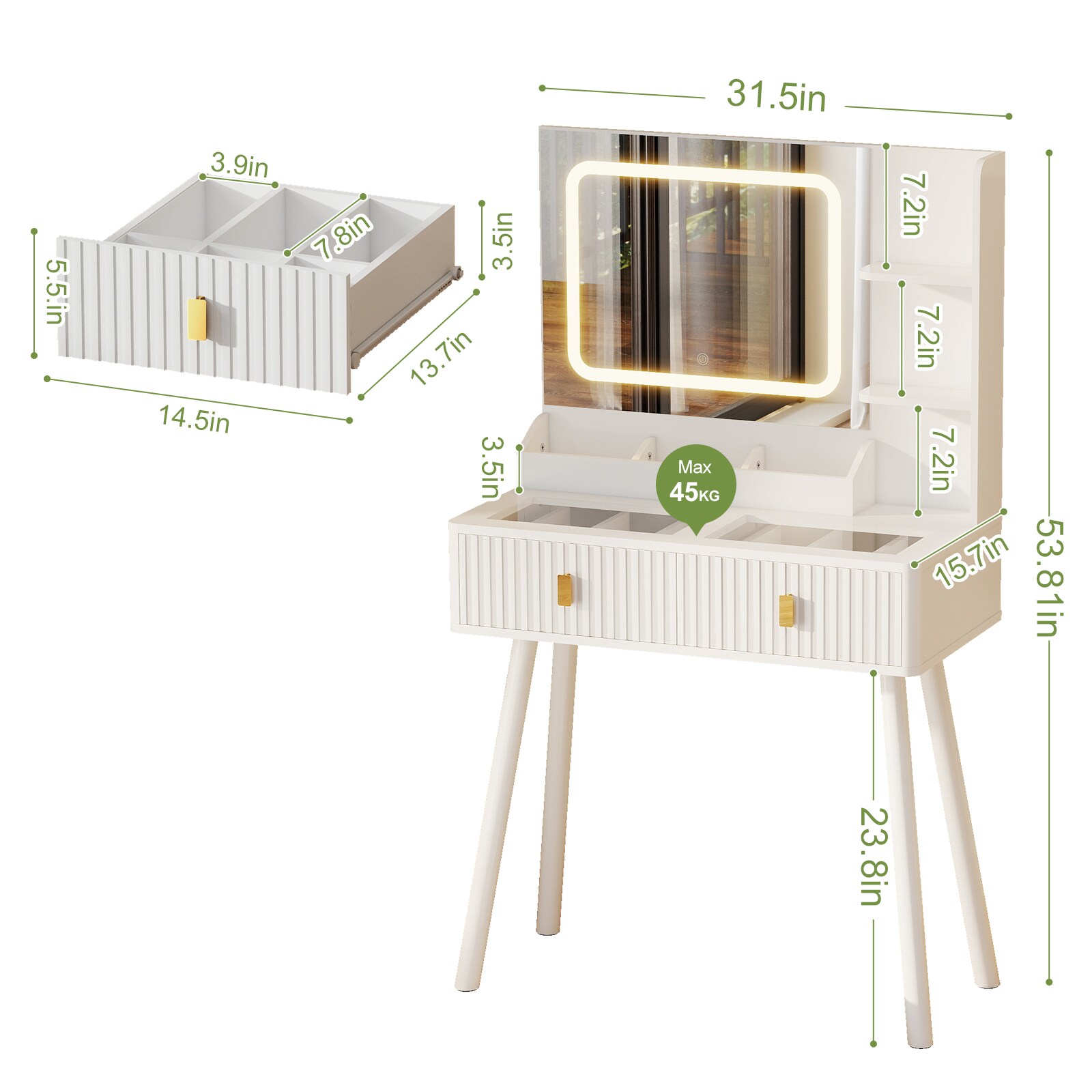 MAXYOYO SH-G-DTA07-WHITE-US Bedroom-Vanities - View #4