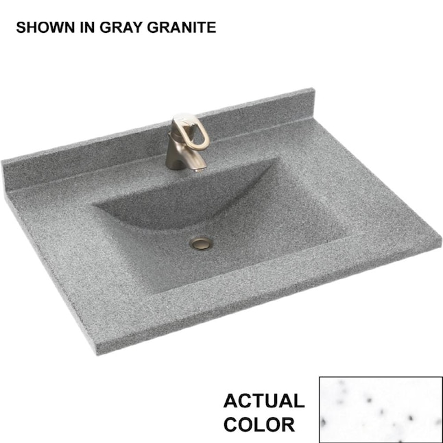 Arctic Granite Single Bowl Vanity Top, Solid Surface Vanity Top 31 X 22