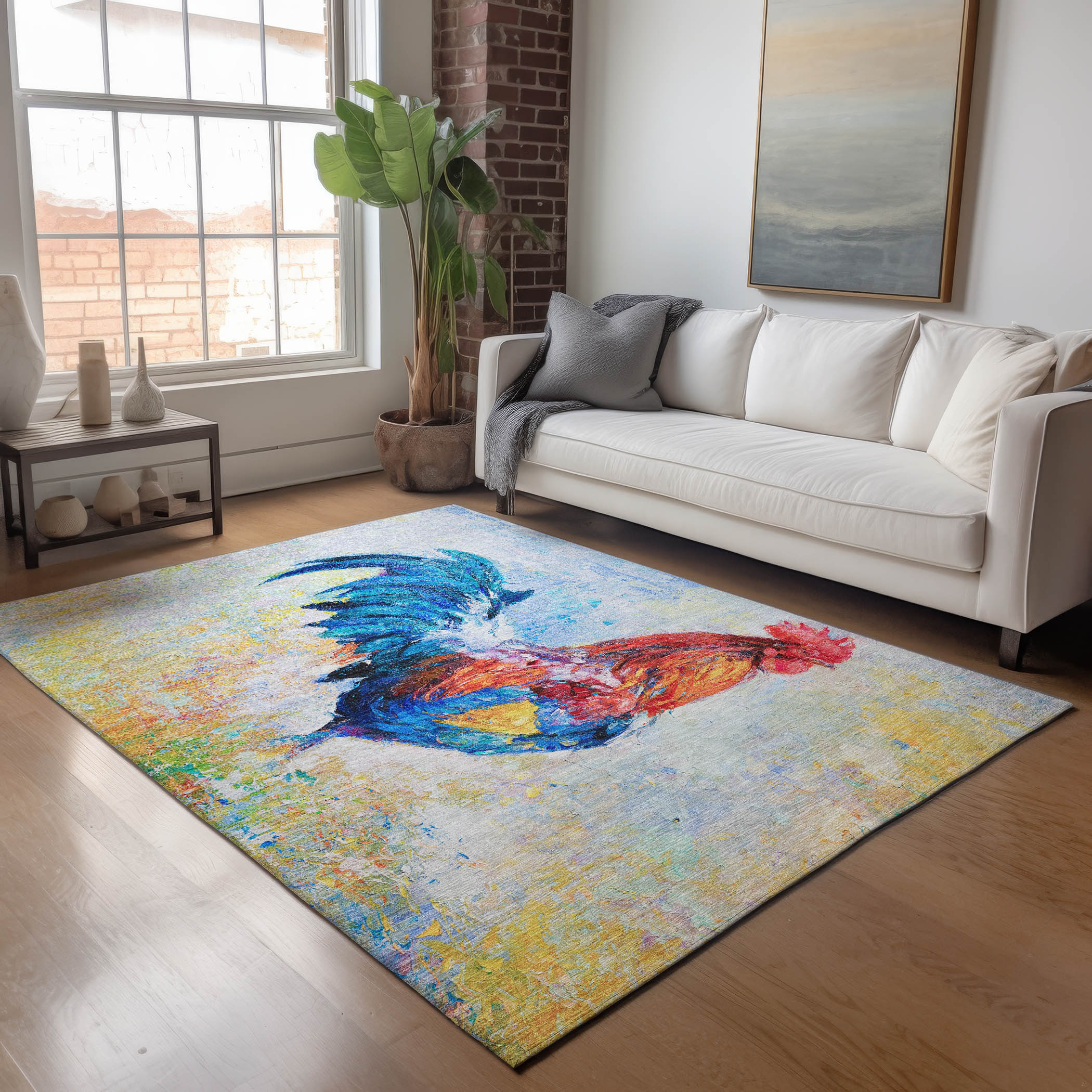 Addison Rugs AMF156BL3X5 Mayfield AMF156BL 3 x 5 (ft) Loomed Polyester Blue Rectangular Indoor Geometric Machine washable Area rug