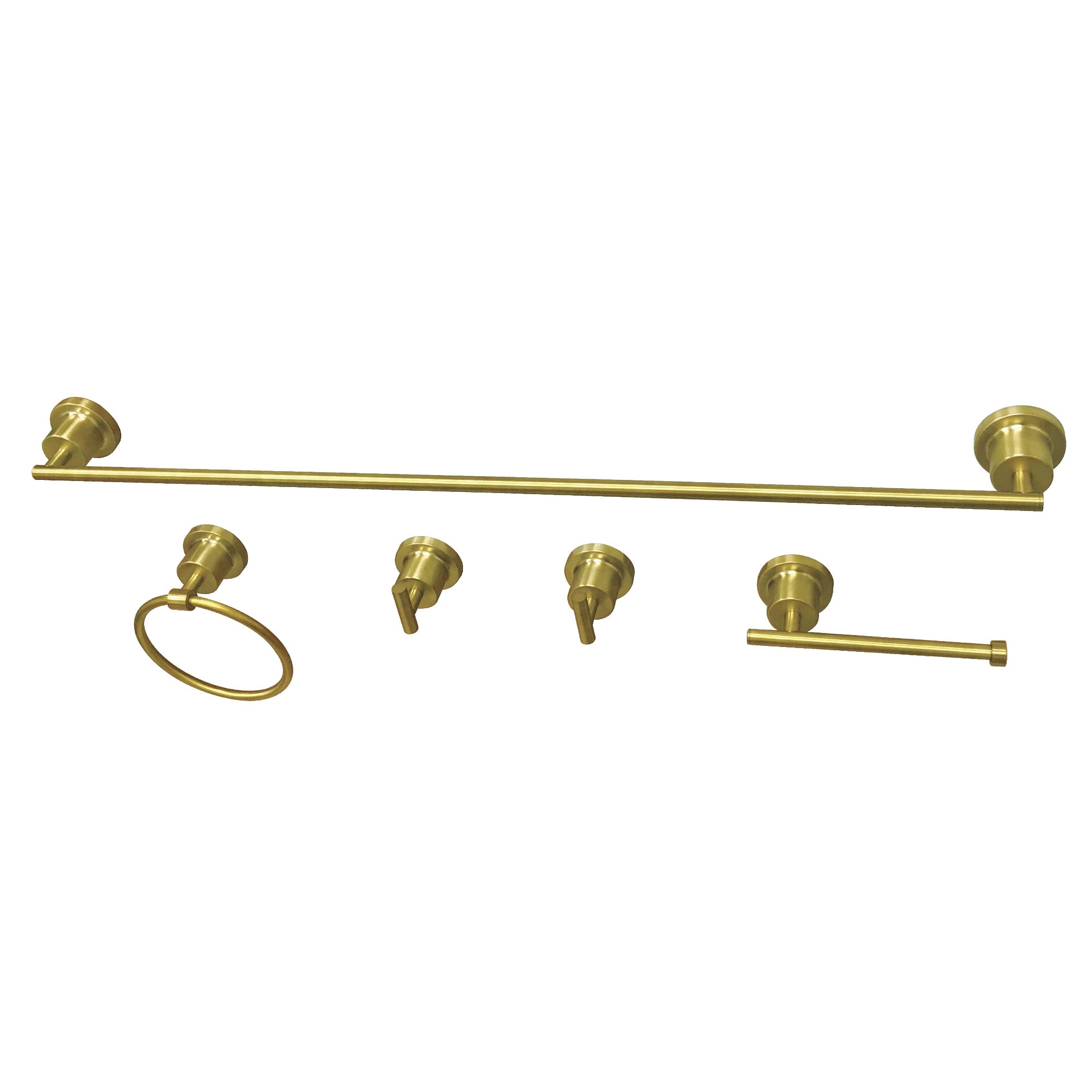 Kingston Brass WLBAH8230478SB 5 -Piece Concord Brushed Brass Decorative Bathroom Hardware Set Towel Bar, Toilet Paper Holder, Towel Ring ,Robe Hook Included