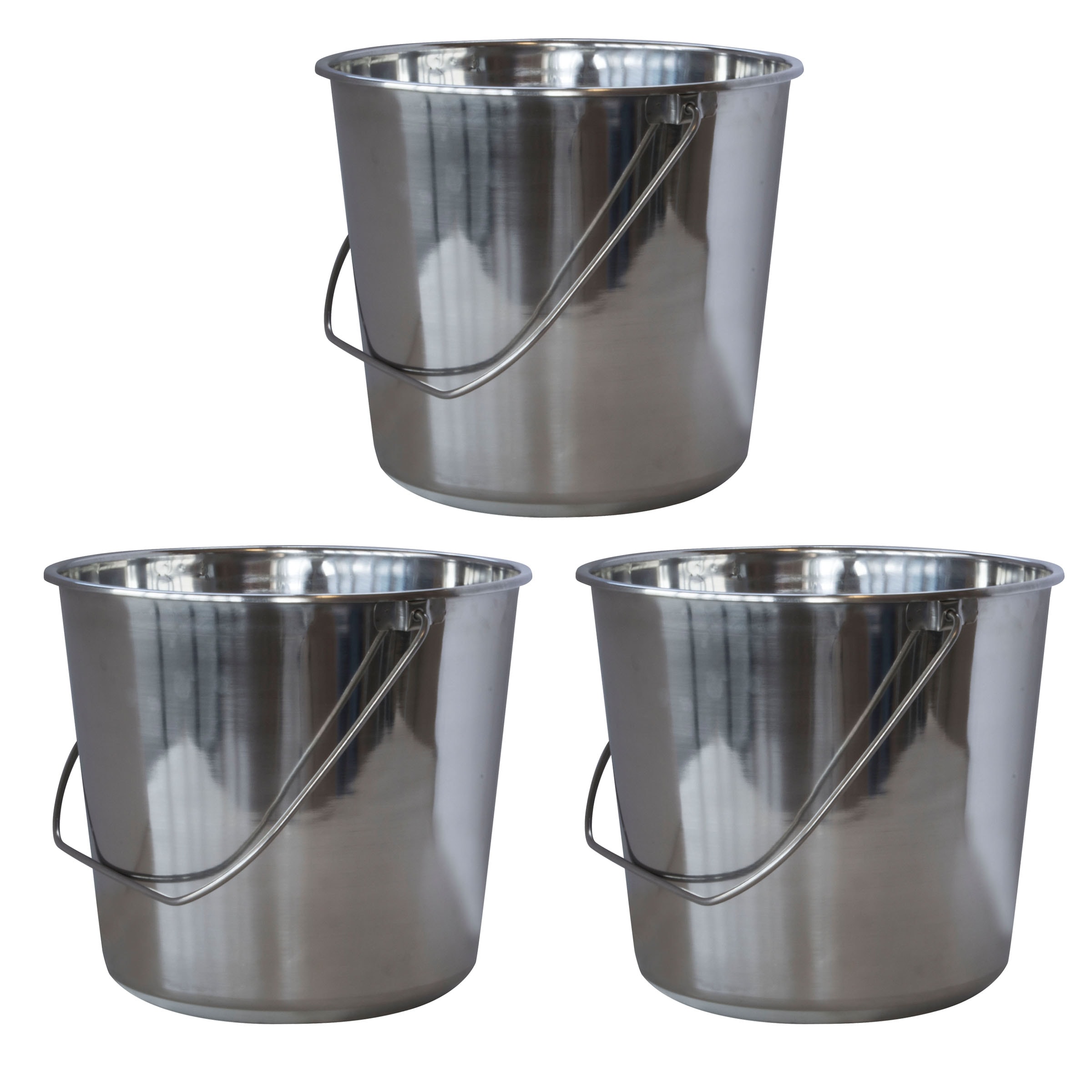 0.6-Gallon (S) Stainless Steel General Bucket (3-Pack)