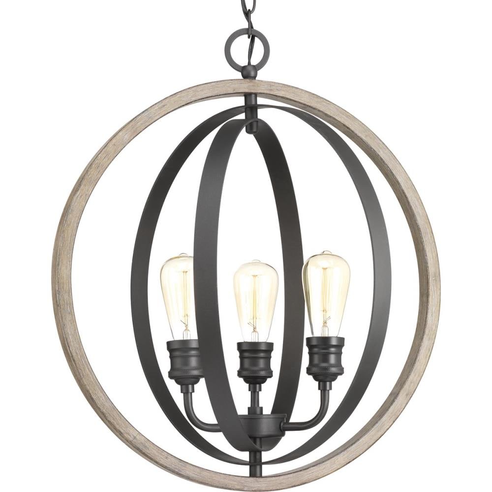 Progress Lighting P500093-143 Conestee 3 -Light Graphite Coastal Globe Medium Hanging Pendant light