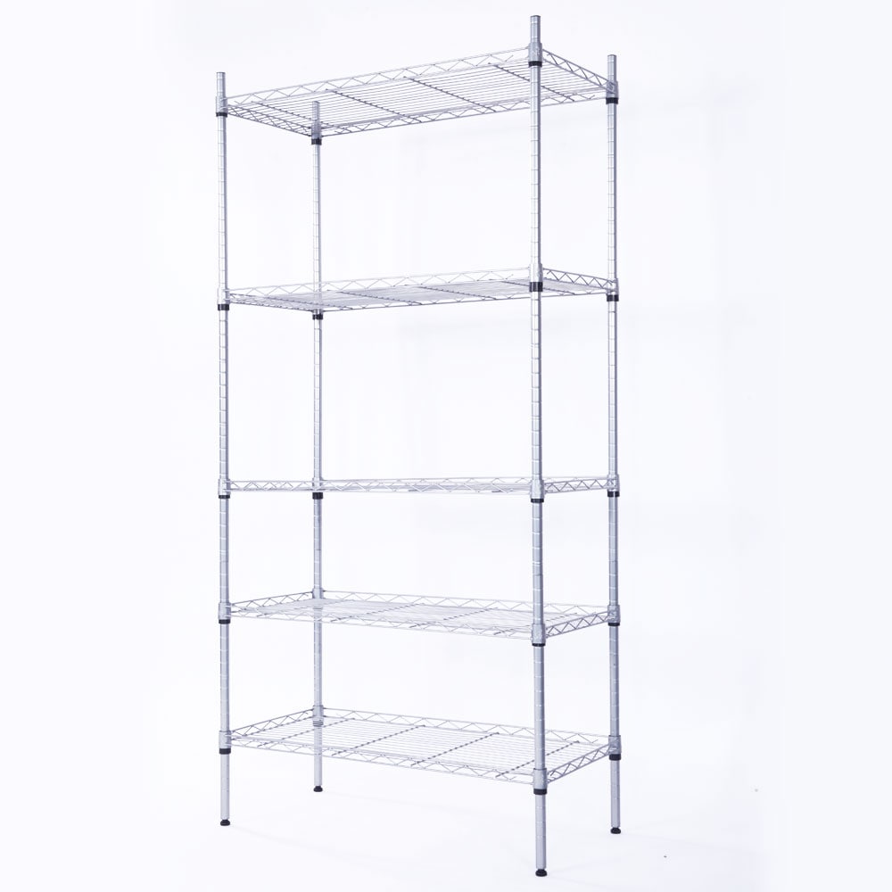Winado LO113027575 Steel Heavy Duty 5 -Tier Utility shelving unit ( 29.13-in W x 13.39-in D x 59.06-in H ) ( Chrome , ( 110-lb lbs. Capacity Per Shelf )