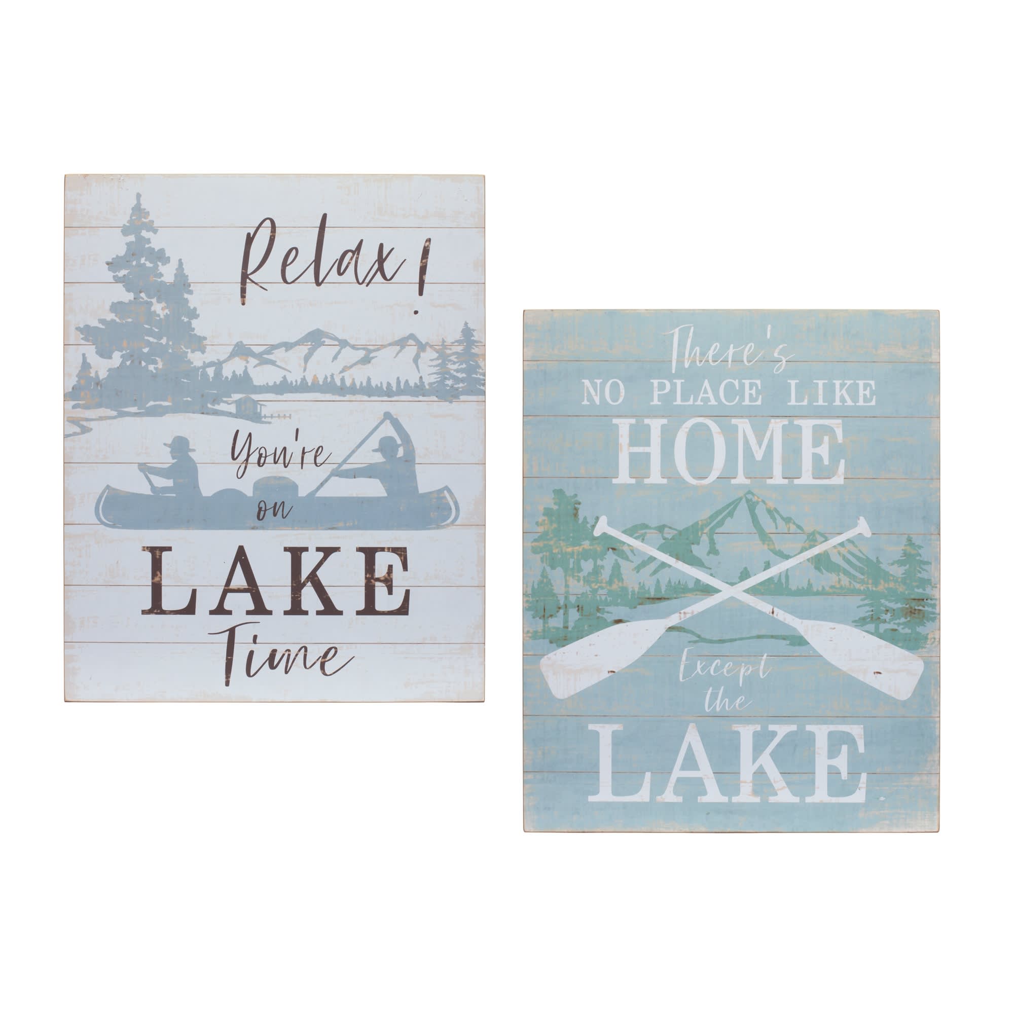 Melrose International 85629DS Lake Sign (Set of 2) 15.75L x 20H MDF/Wood
