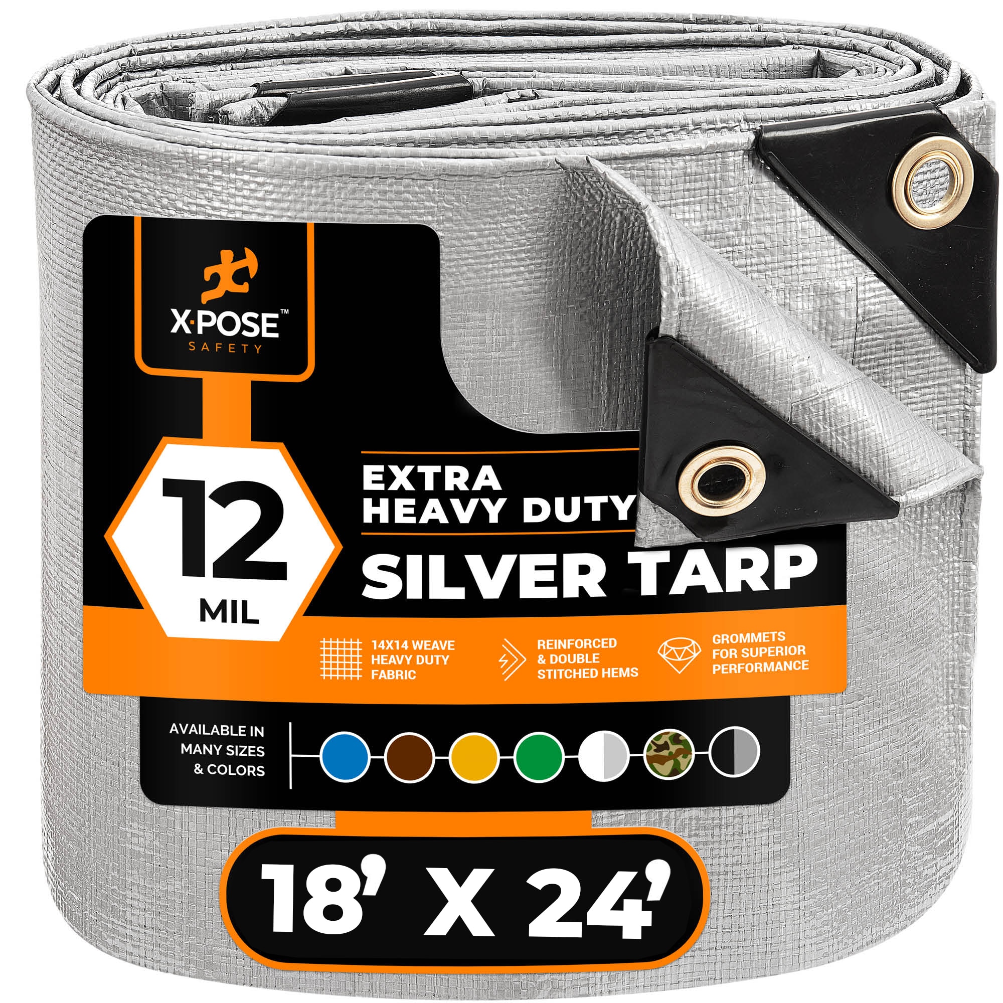 XPOSE SAFETY STHD-1824-X 18-ft x 24-ft Silver Water resistant Commercial Polyethylene 12-mil Tarp