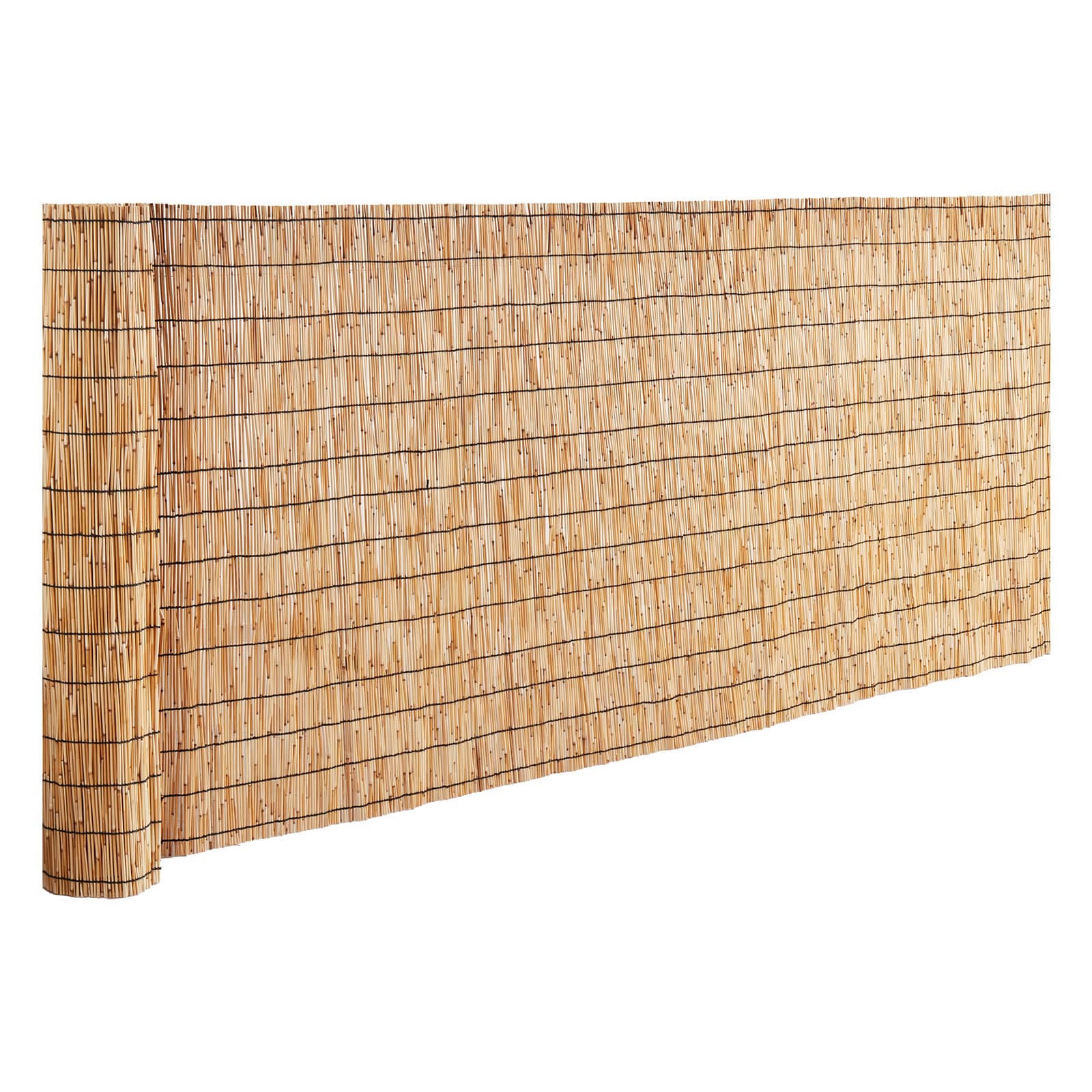 GIVIMO - 13.3-ft W x 3.3-ft H Burlywood Natural Reed Outdoor Privacy Screen Roll with 100 Zip Tie...