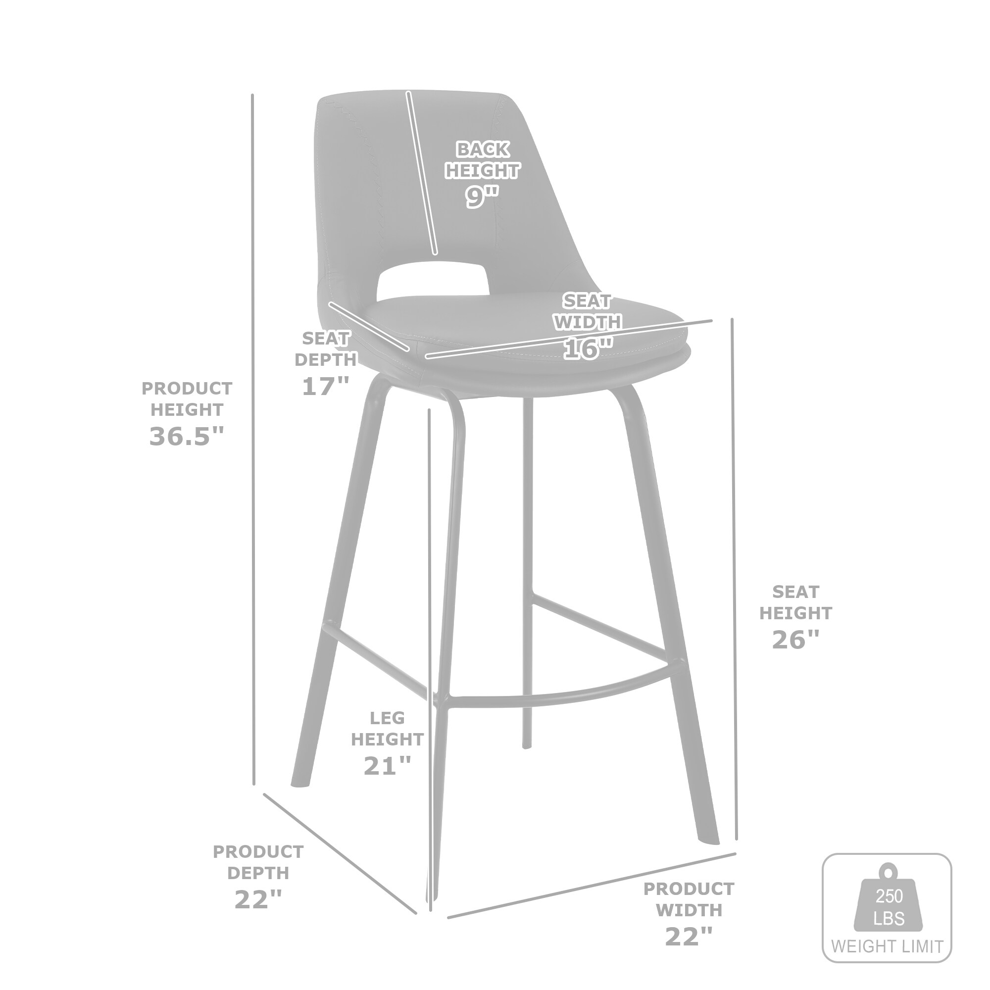 Armen Living LCCABABLBL26 stools - View #11