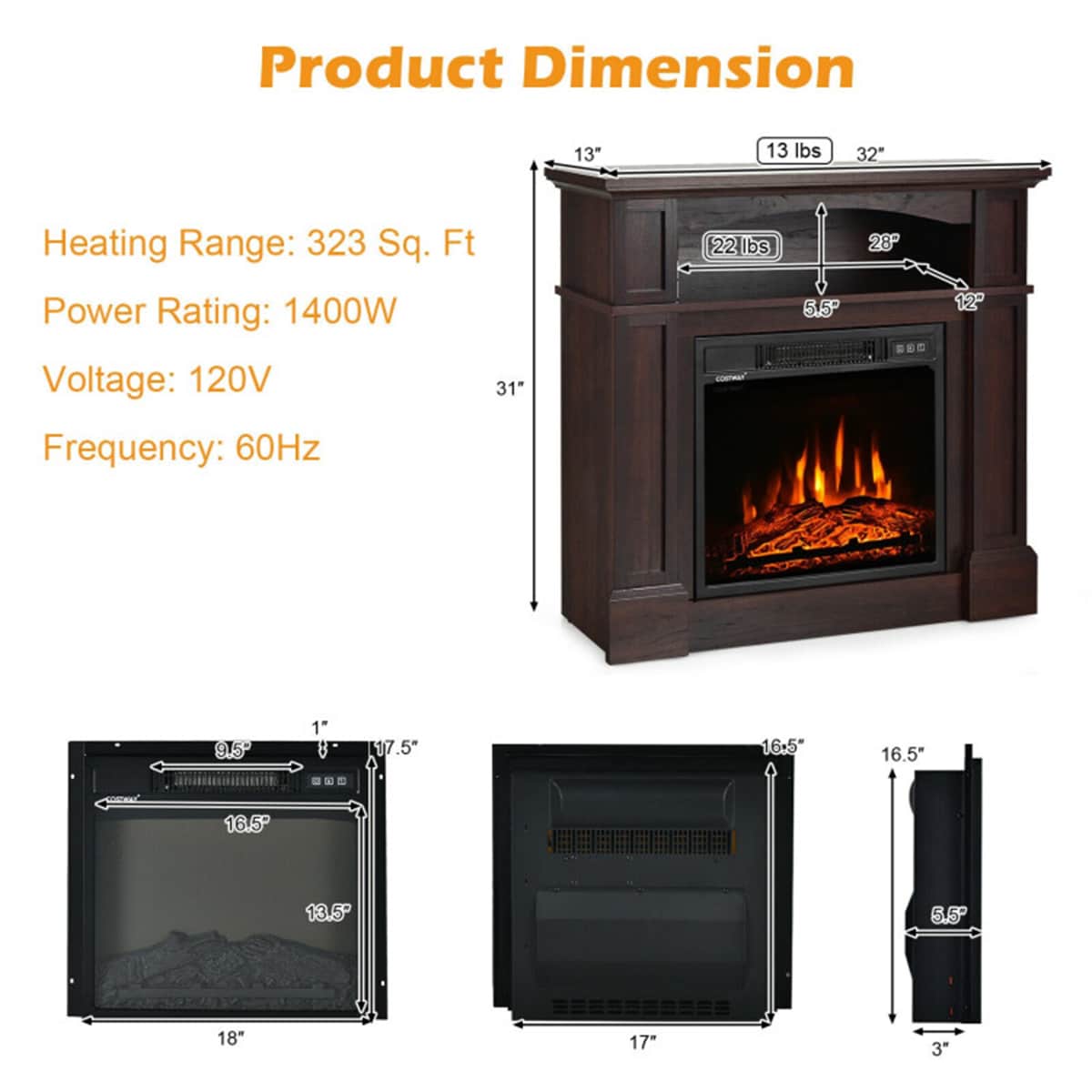 Clihome CL-NAUS-10102 Electric-Fireplaces - View #4