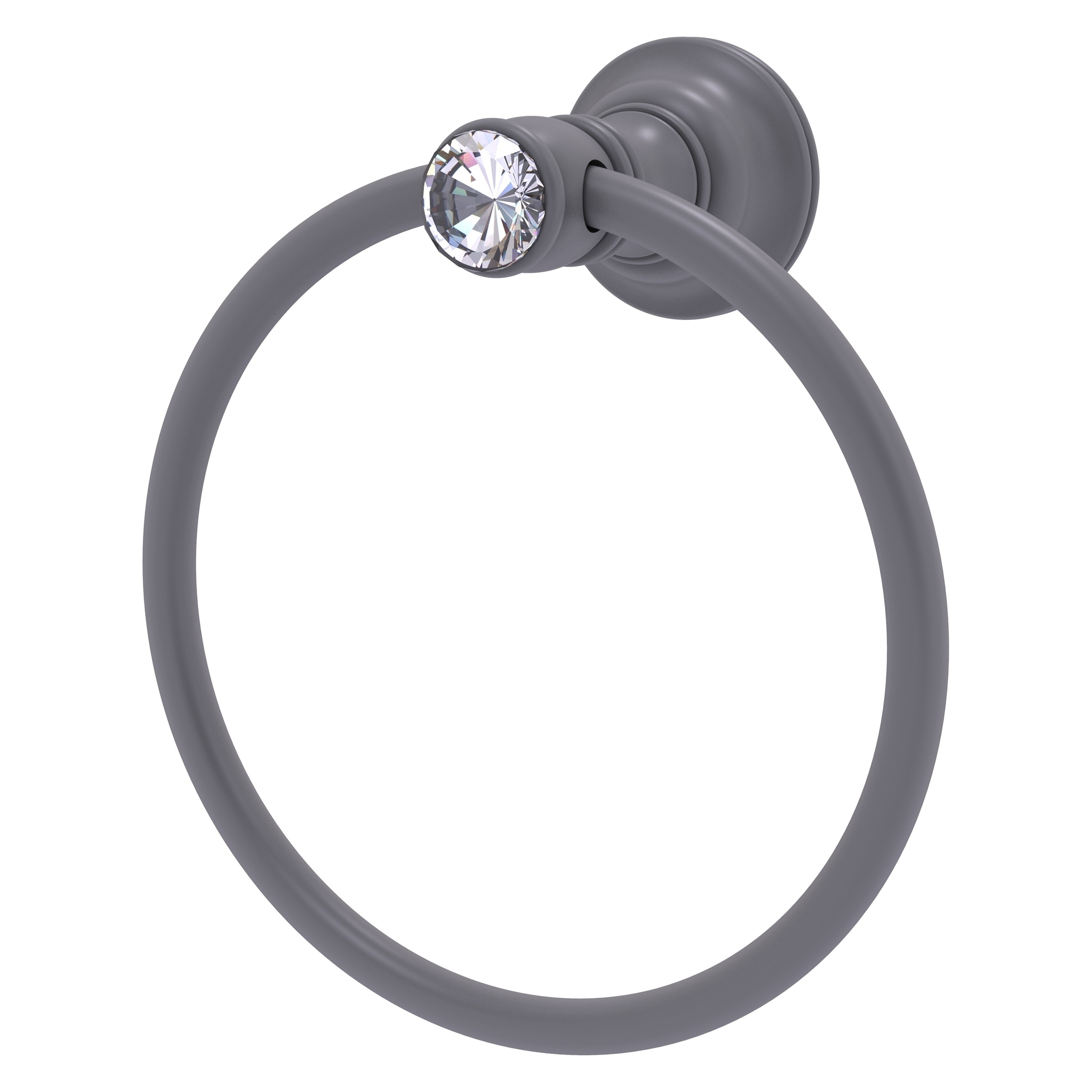 Allied Brass CC-16-GYM Carolina Crystal Matte Gray Wall mount Single Towel Ring
