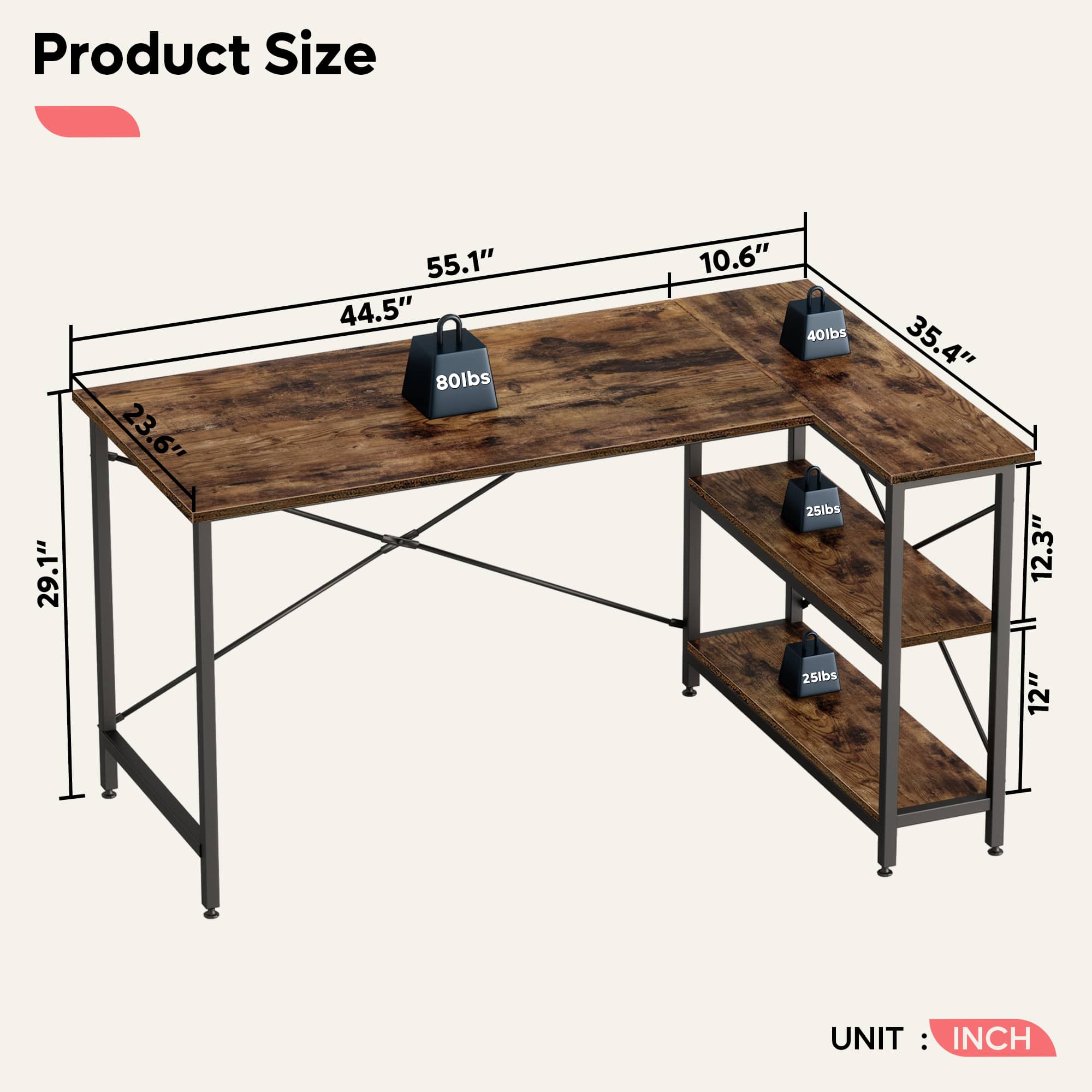 Bestier LOW-D244X-RST desks - View #2