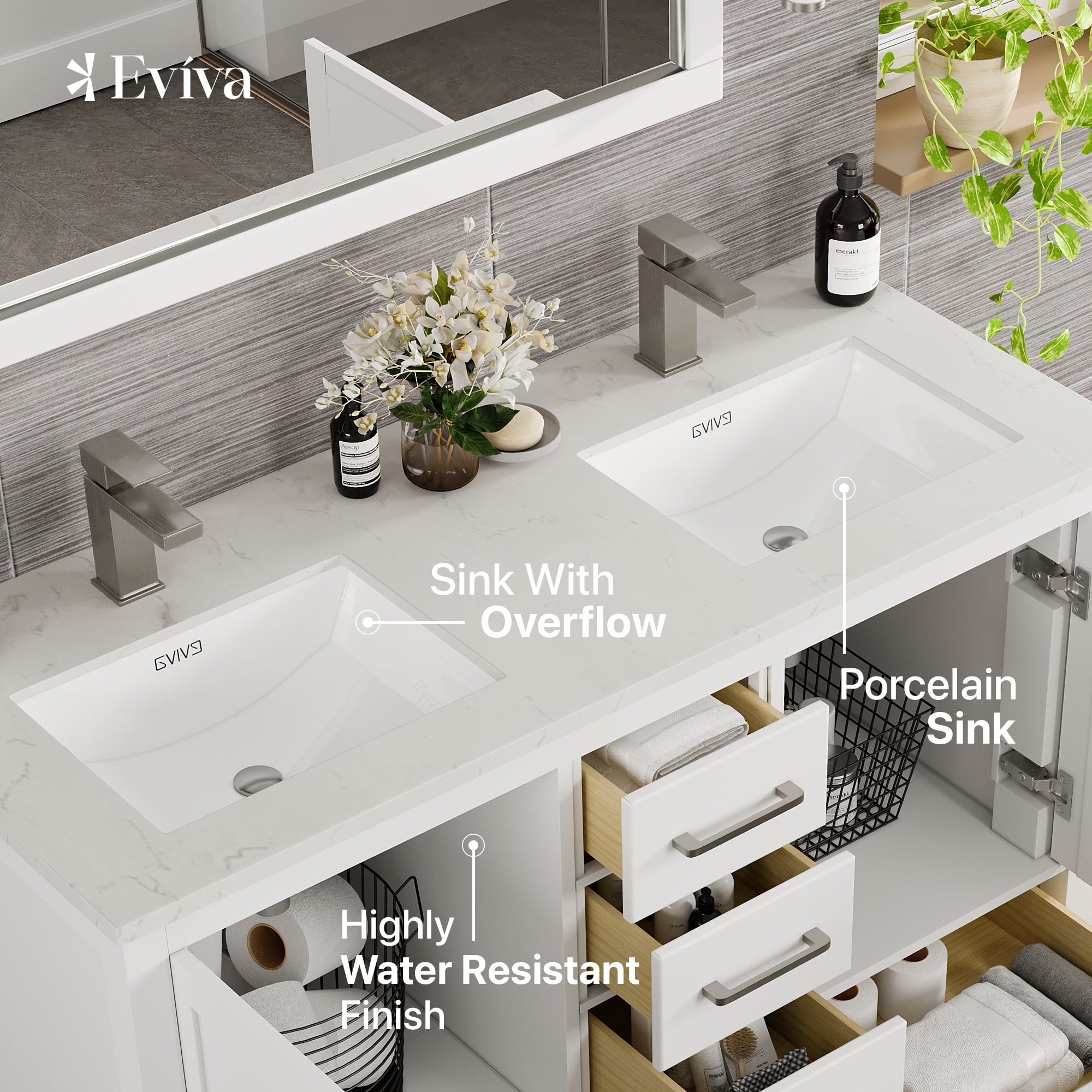 Eviva TVN414-48X18WH-DS-Q Bath-Vanity-Combo - View #4