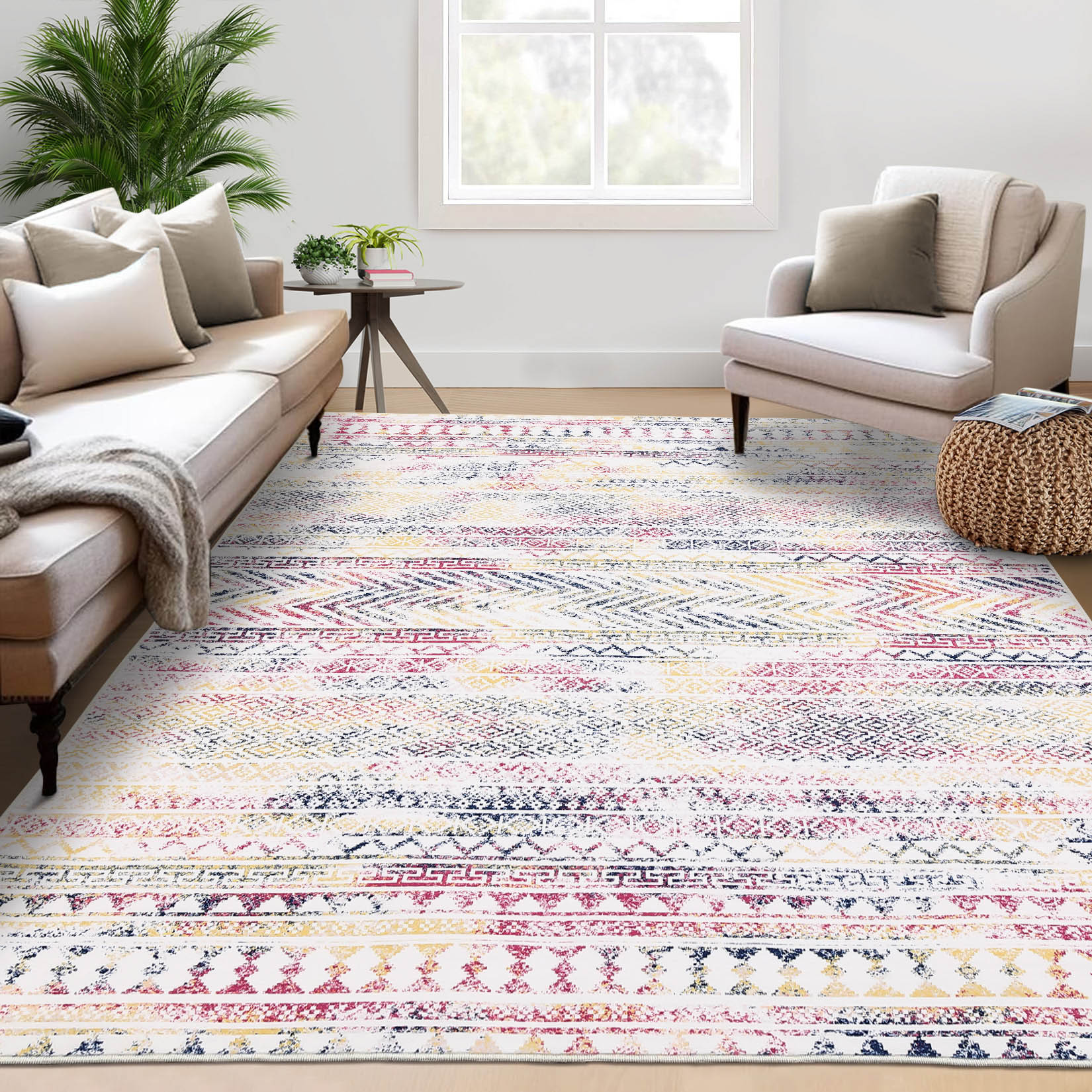 Garvee YXY-LO-PHO-15DJIJF1 4 x 6 (ft) Loomed Polyester Multi-color Rectangular Indoor Geometric Vintage Machine washable Area rug