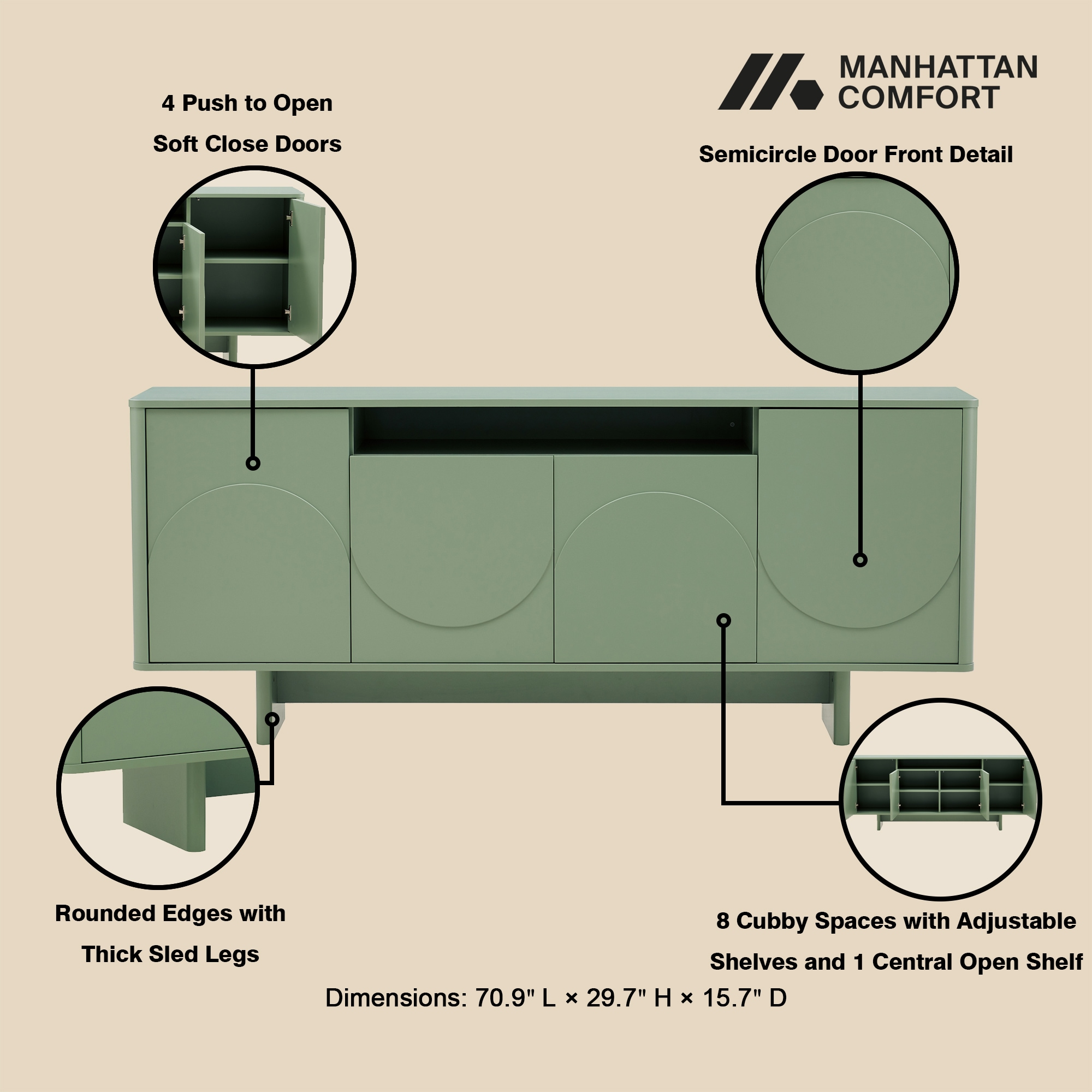 Manhattan Comfort SB005-GR Dining-Kitchen-Storarge - View #4