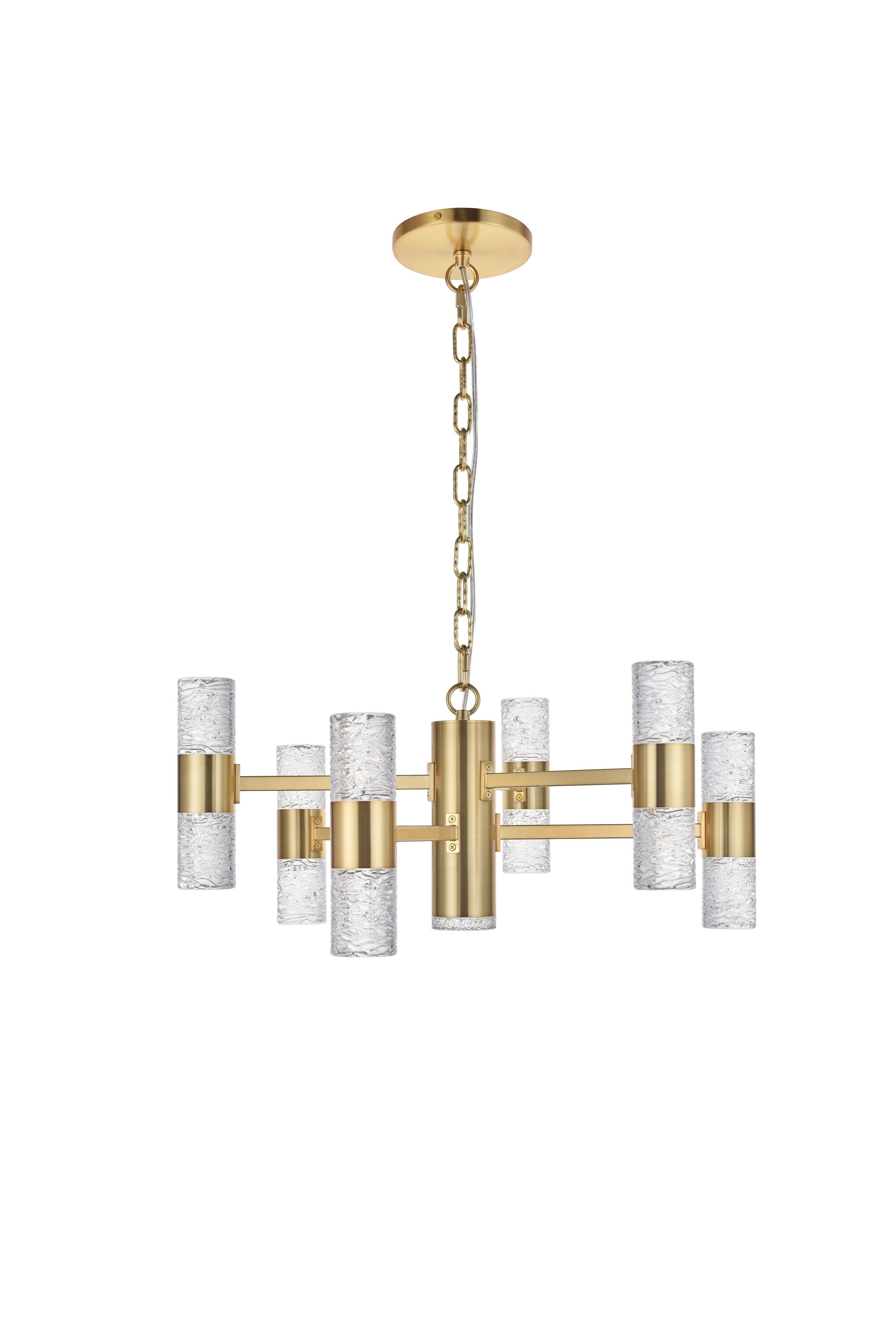 Modern Gold and Clear Glass LED Pendant Light Fixture