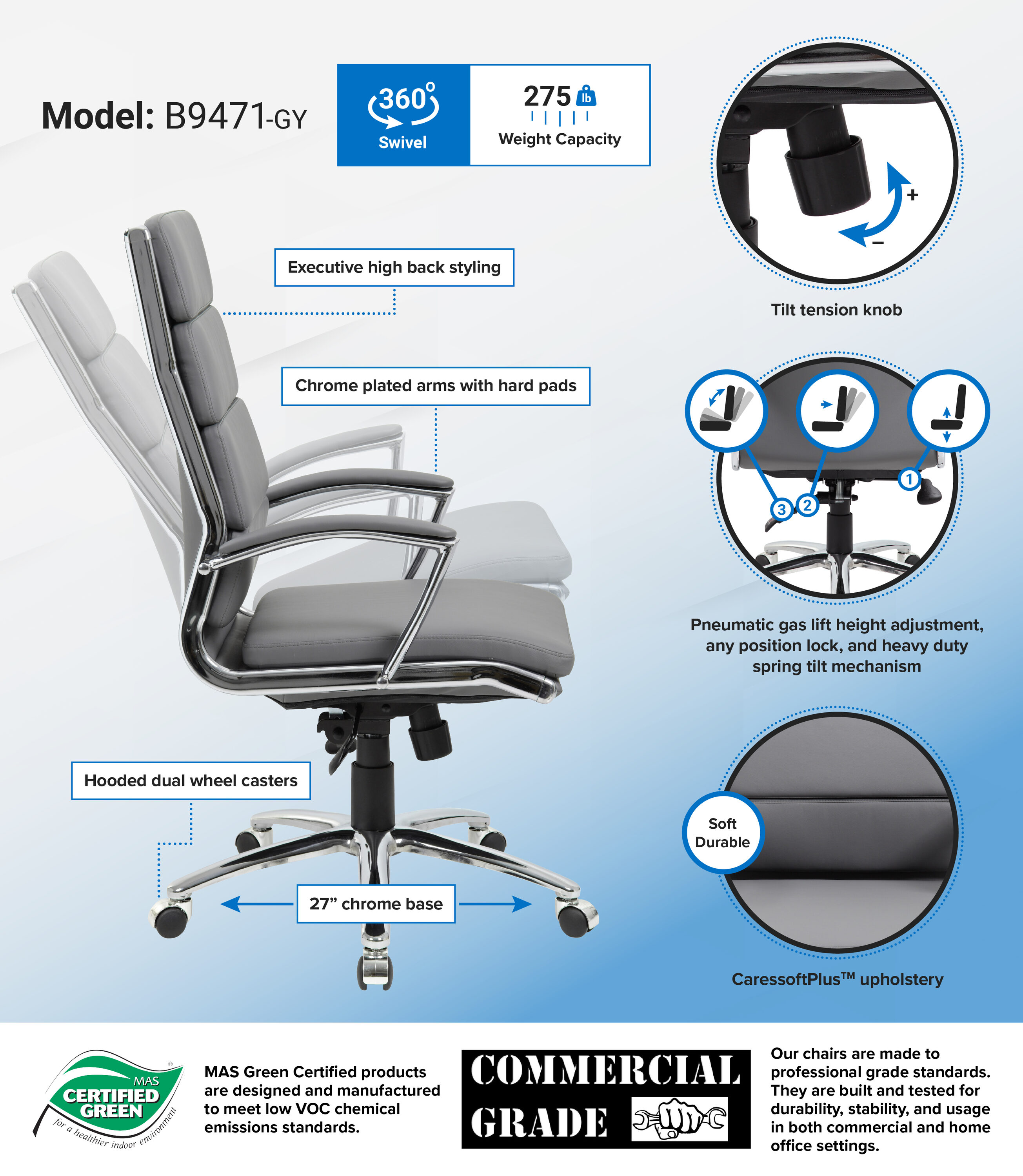 Boss Office Products B9471-GY Office-Chairs - View #6
