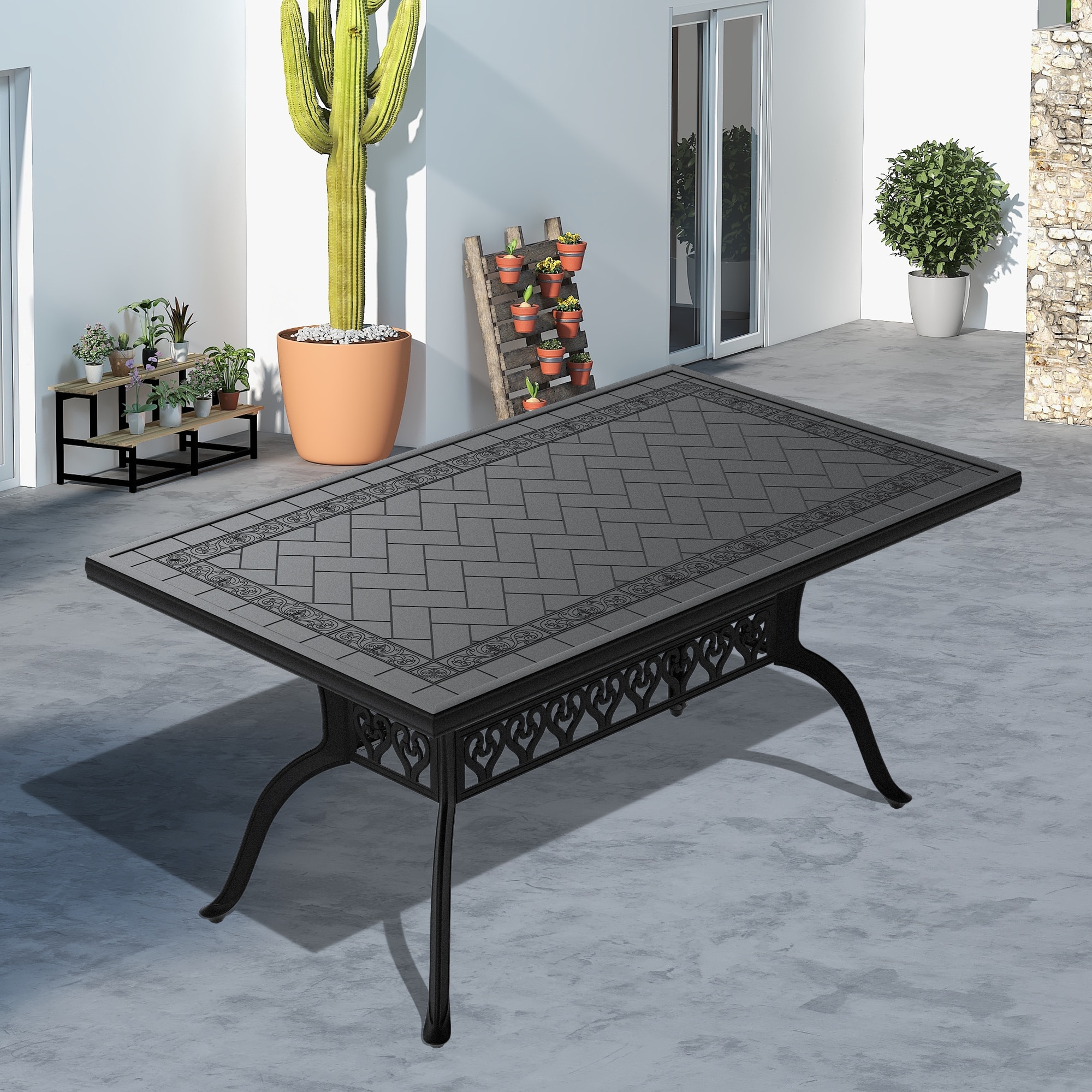nicesure CSLBK1165D150A90 Dining Table Rectangle Outdoor Dining 35.43-in W x 59.06-in L