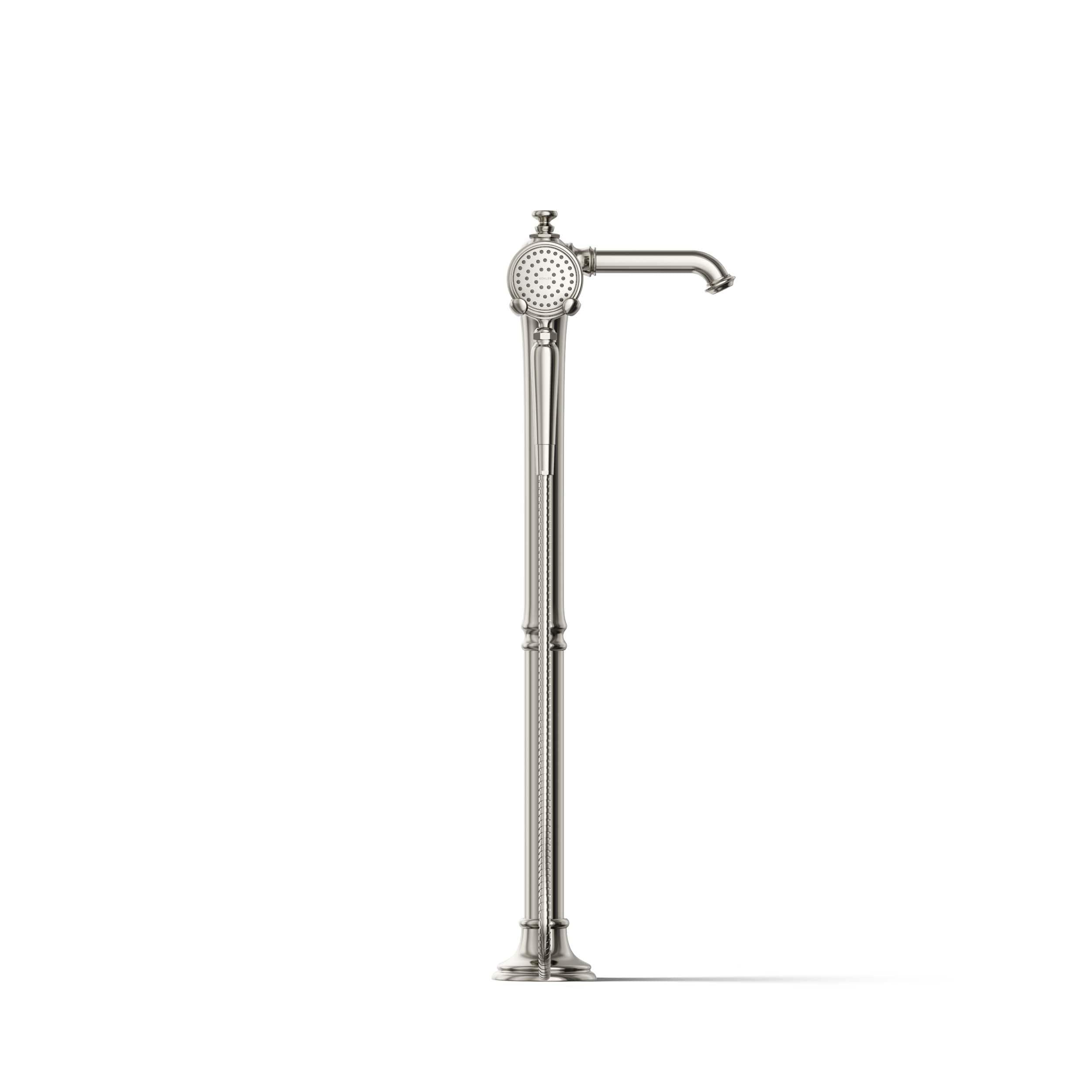 Polished Nickel Freestanding Tub Faucet with Hand Shower