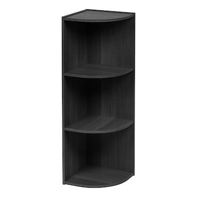 Iris Book Shelf Black Wood 3, Quarter Round Corner Bookcase Ikea